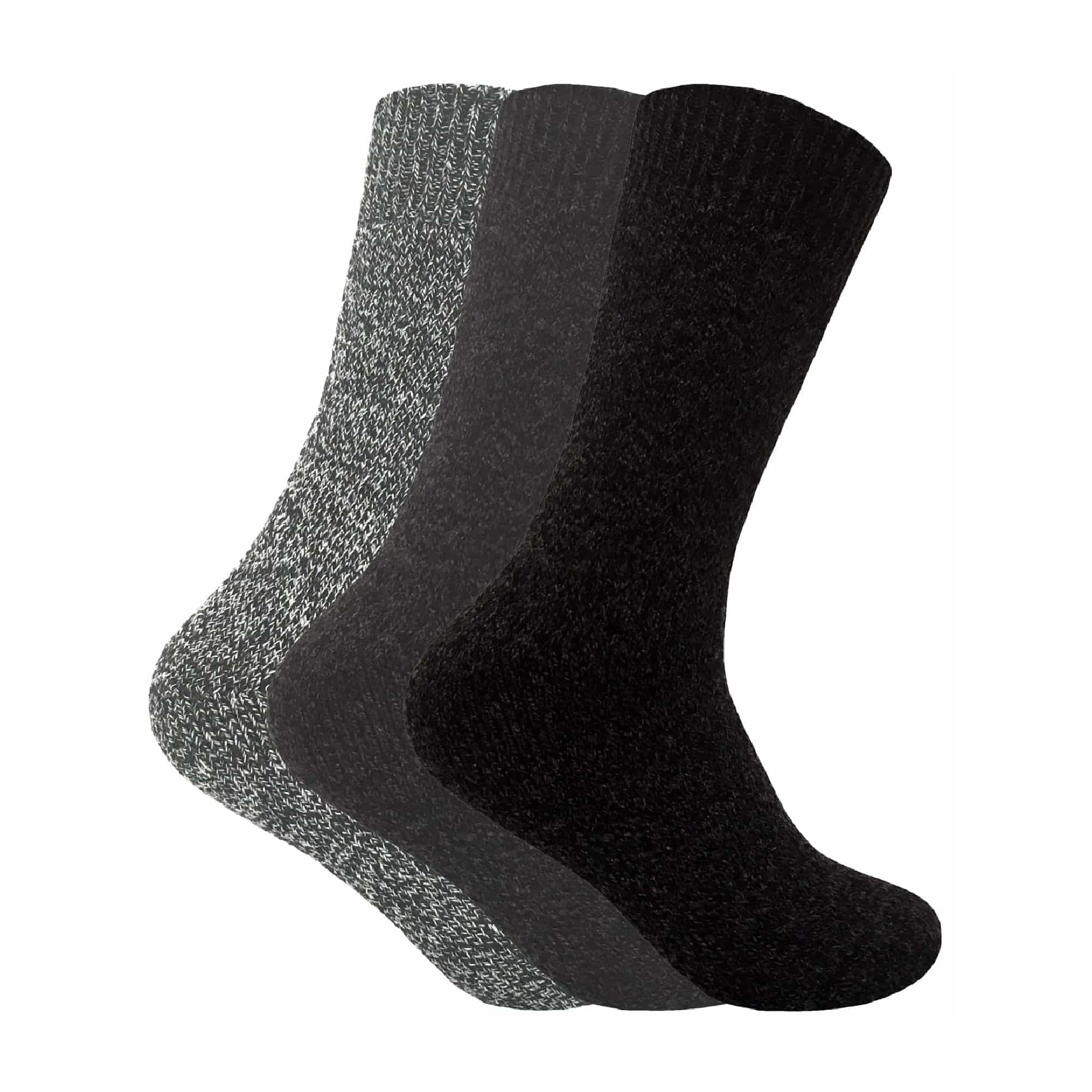 3 Pack Mens Padded Sole Winter Warm Thermal Wool Walking Boot Socks - Picture 11 of 13