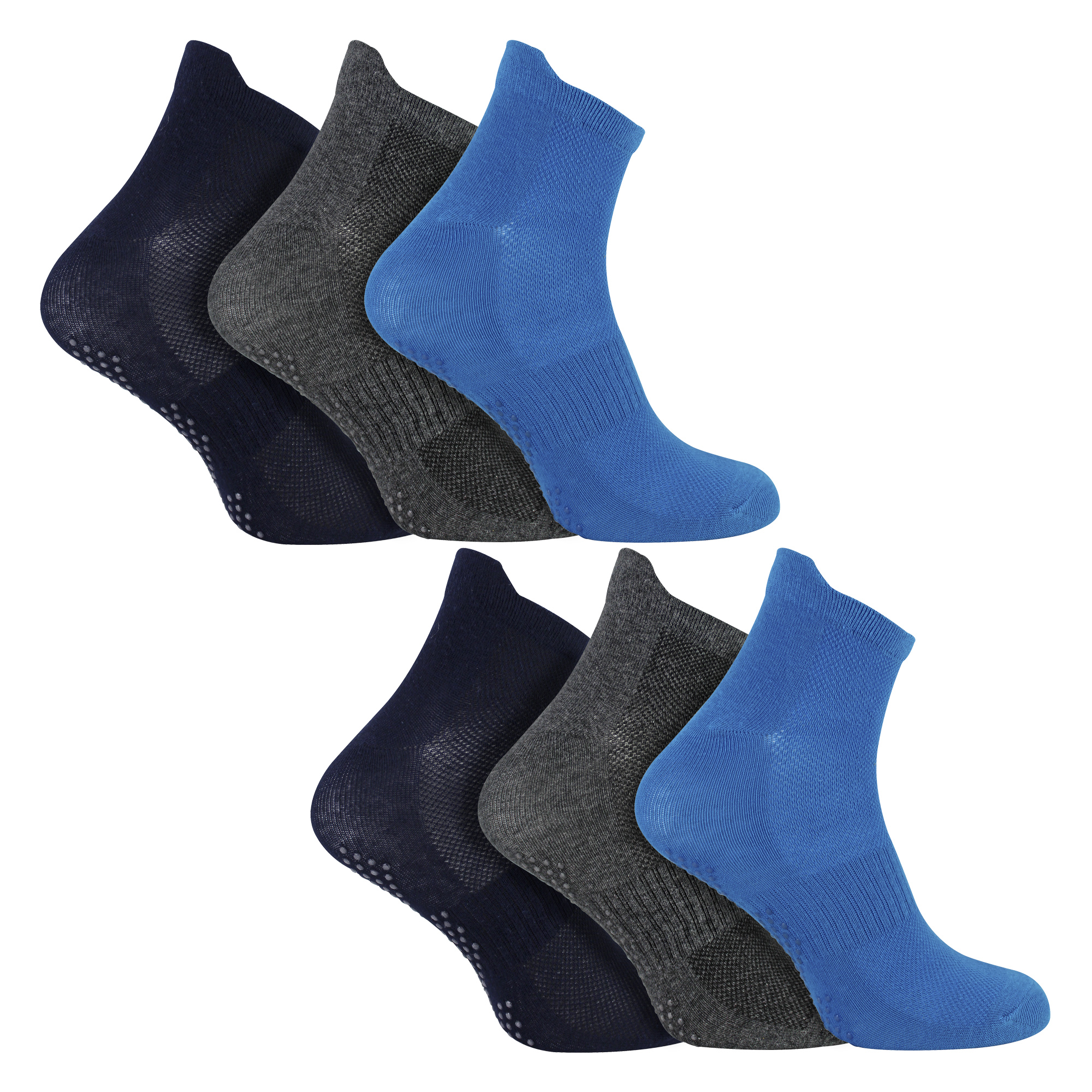 6er Pack Herren Yoga Pilates Antirutsch Socken | Atmungsaktiv Gepolsterte Gym Socken - Bild 8 von 9