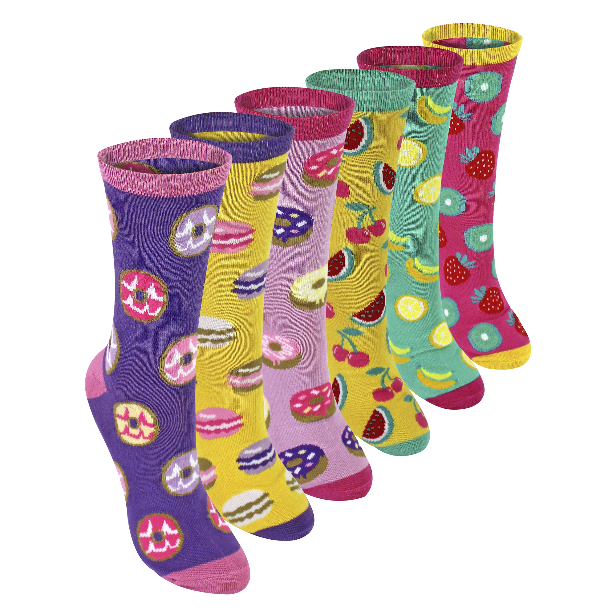 Paquete de 6 calcetines de diseño de alimentos novedosos para damas | Divertidos calcetines de bambú coloridos - Imagen 2 de 6