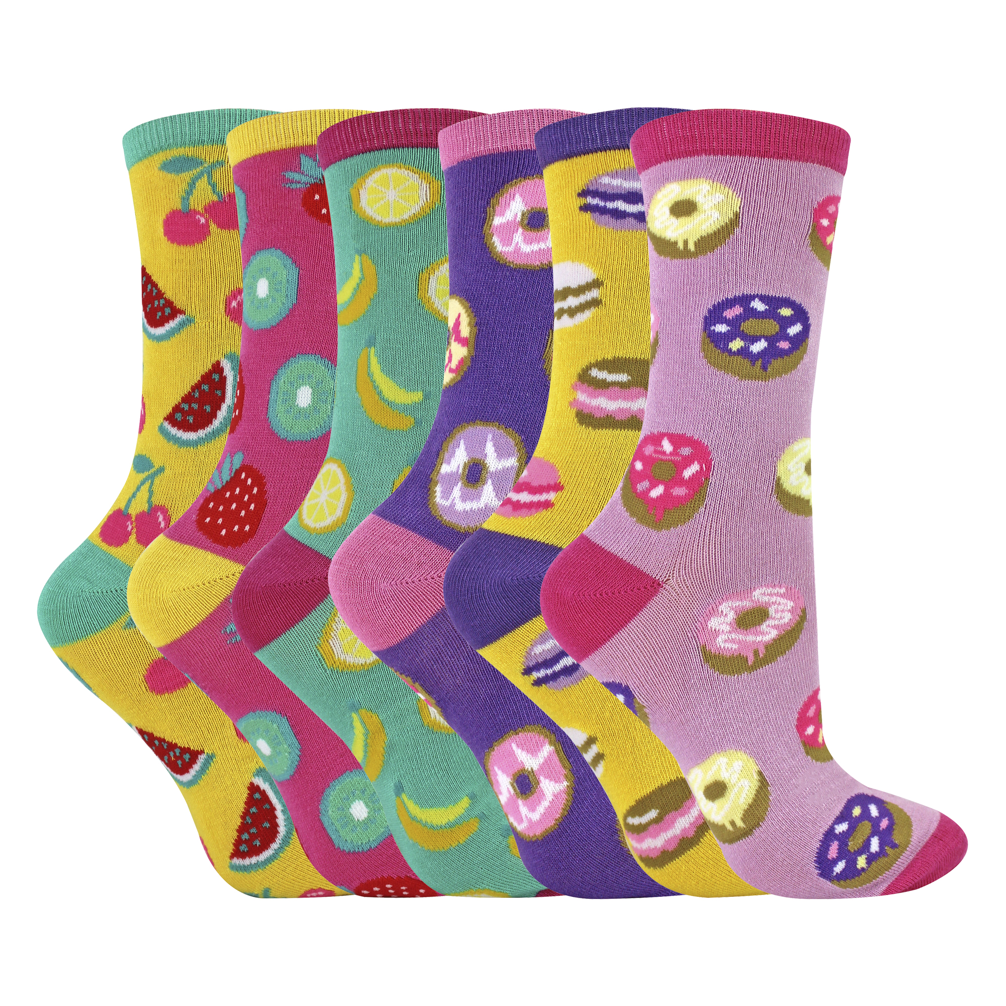 Paquete de 6 calcetines de diseño de alimentos novedosos para damas | Divertidos calcetines de bambú coloridos - Imagen 4 de 6