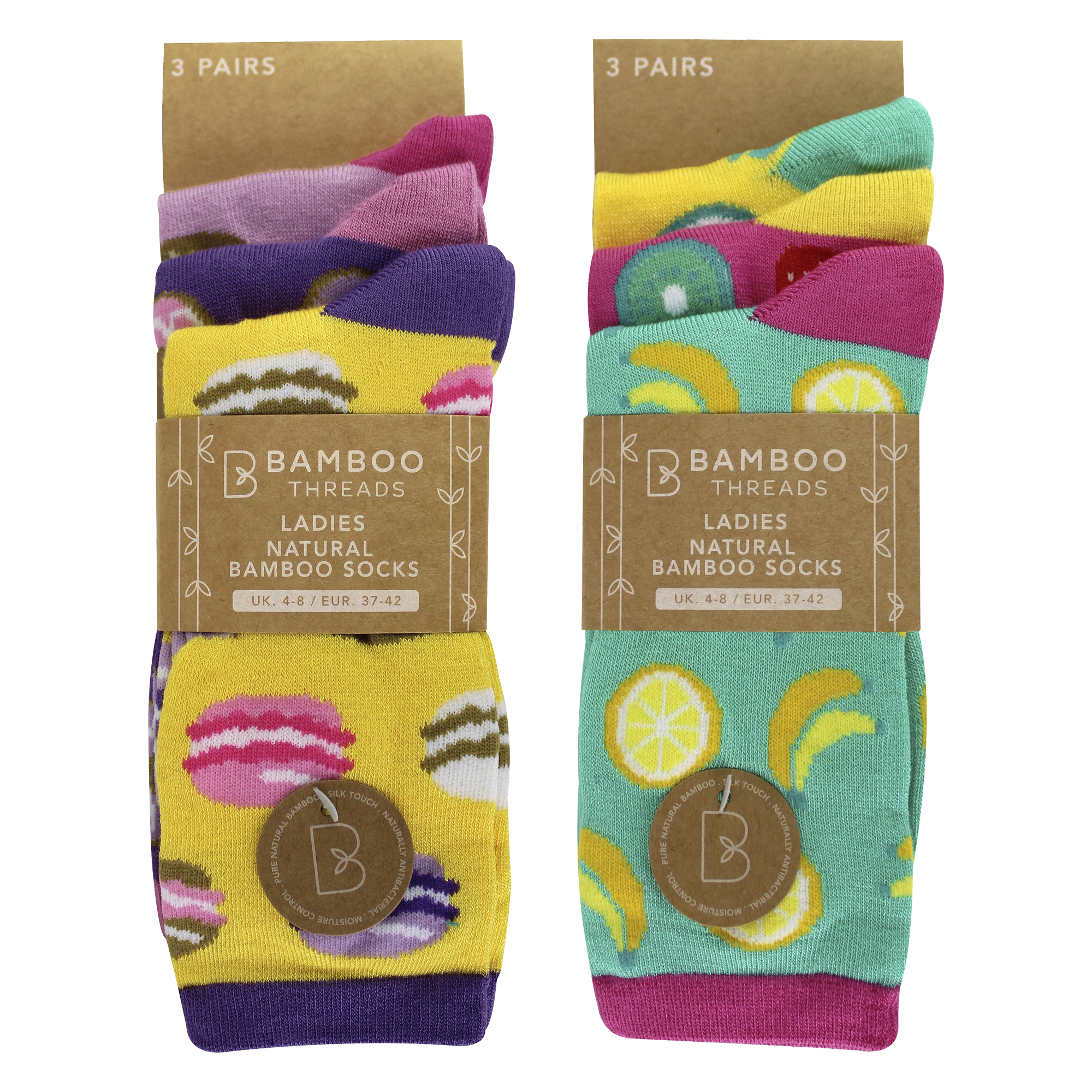 Paquete de 6 calcetines de diseño de alimentos novedosos para damas | Divertidos calcetines de bambú coloridos - Imagen 3 de 6