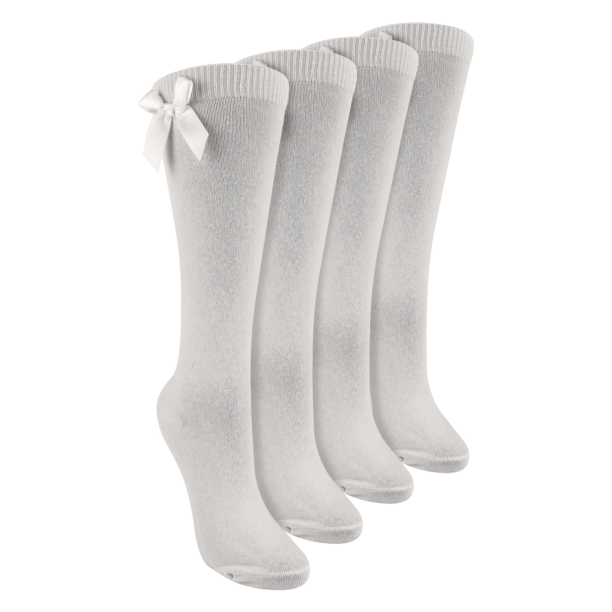 Mädchen 4er Pack Kniestrümpfe Schulstrümpfe mit Schleife | Kinder Uni Lange Socken - Bild 10 von 17