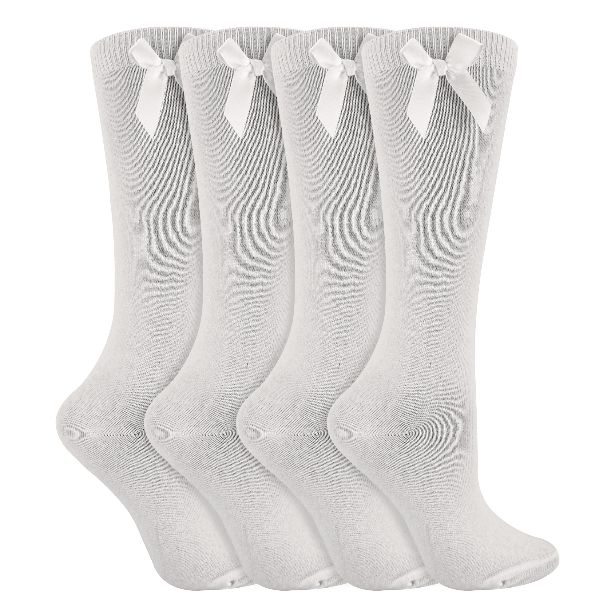 Mädchen 4er Pack Kniestrümpfe Schulstrümpfe mit Schleife | Kinder Uni Lange Socken - Bild 12 von 17