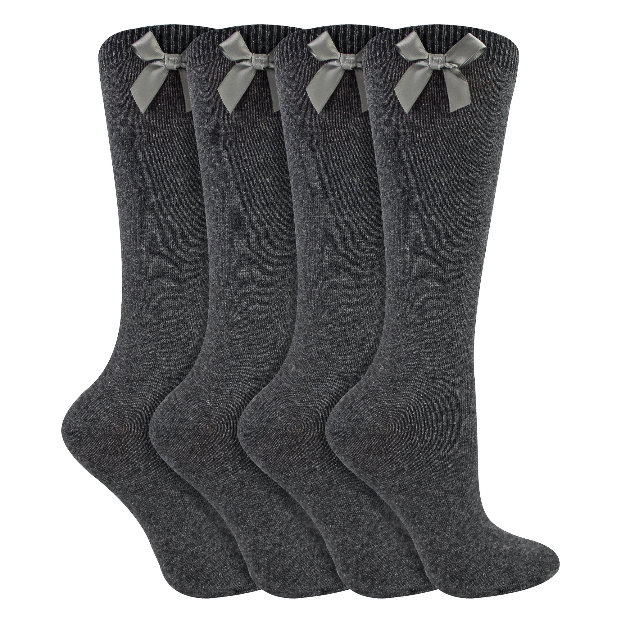 Mädchen 4er Pack Kniestrümpfe Schulstrümpfe mit Schleife | Kinder Uni Lange Socken - Bild 16 von 17