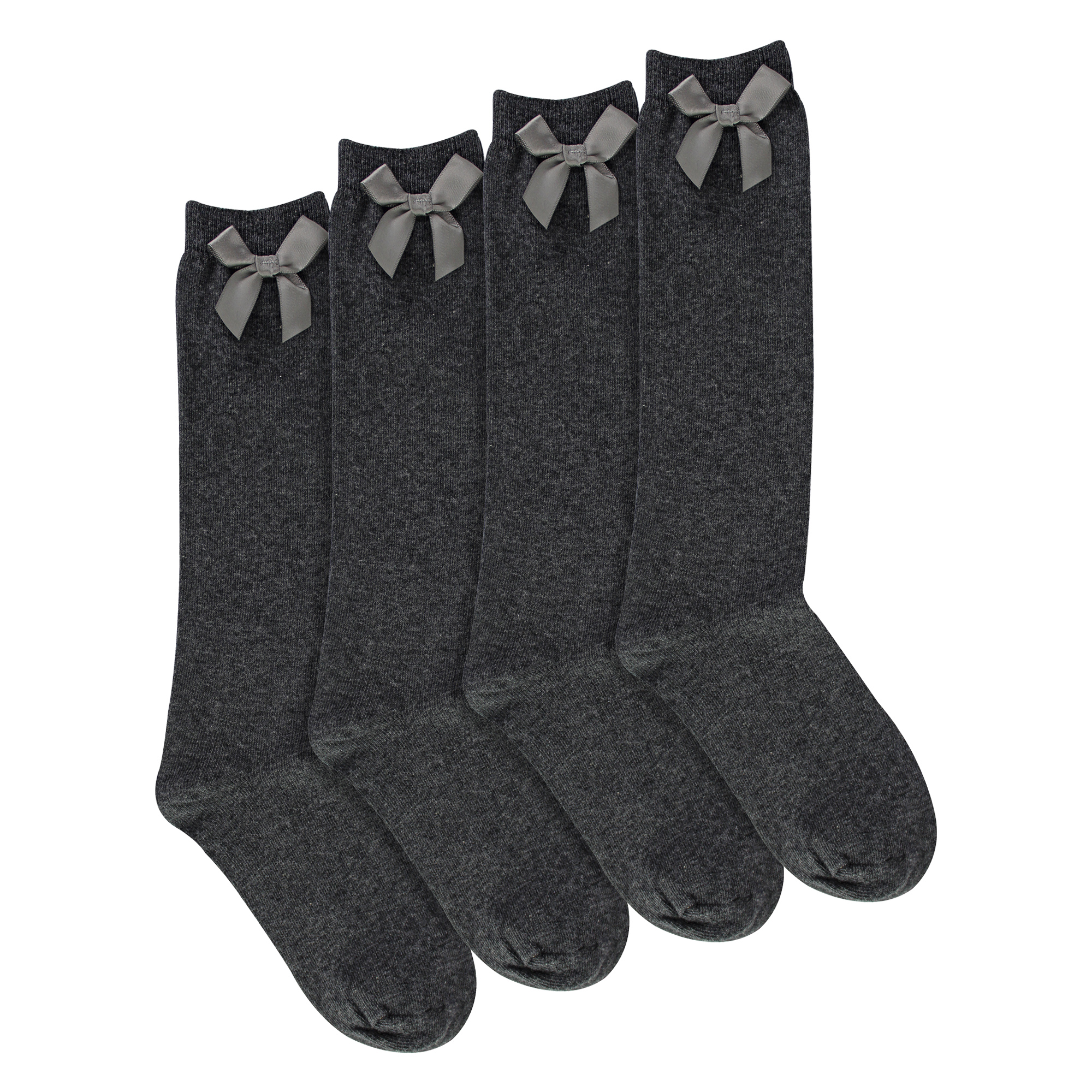 Mädchen 4er Pack Kniestrümpfe Schulstrümpfe mit Schleife | Kinder Uni Lange Socken - Bild 17 von 17