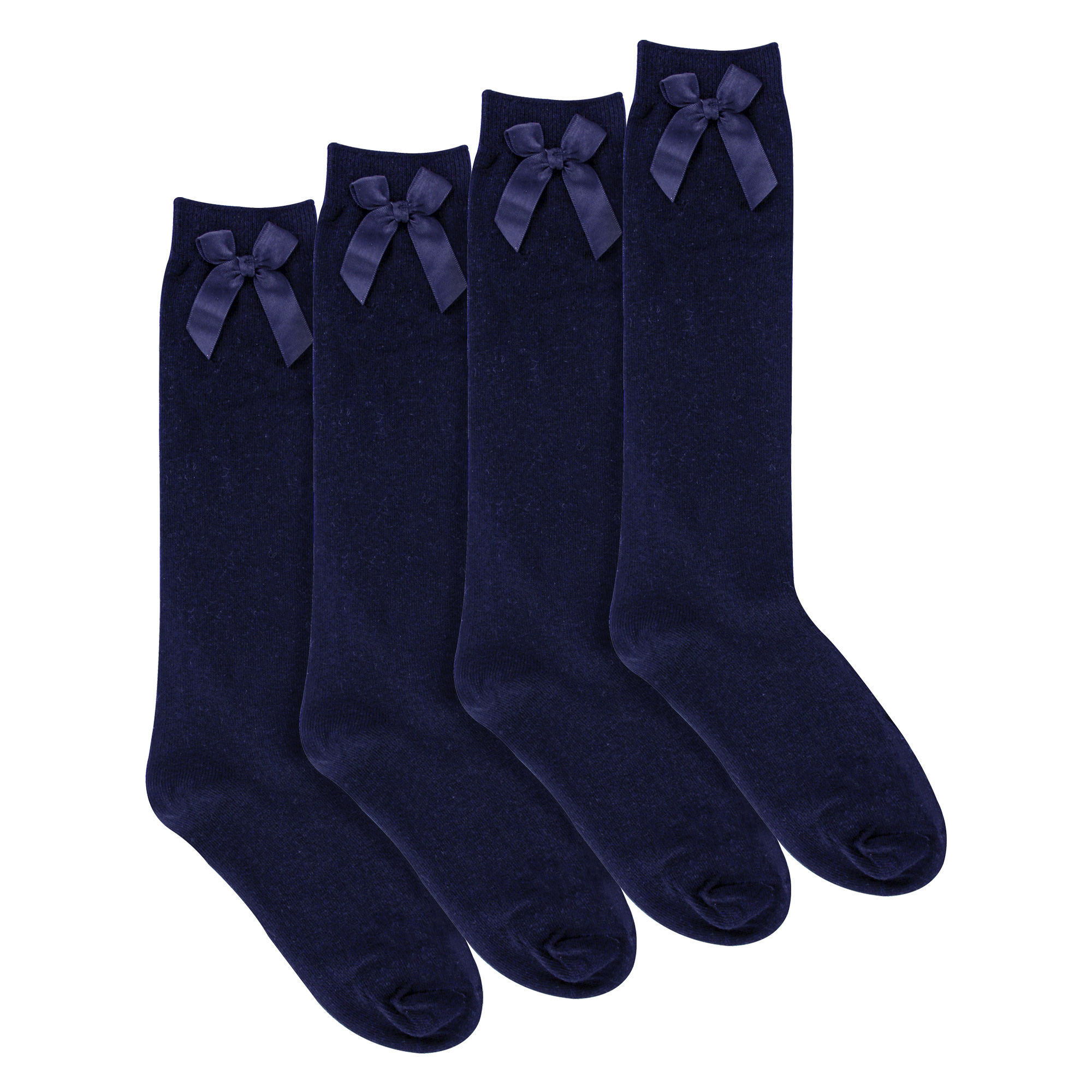 Mädchen 4er Pack Kniestrümpfe Schulstrümpfe mit Schleife | Kinder Uni Lange Socken - Bild 9 von 17