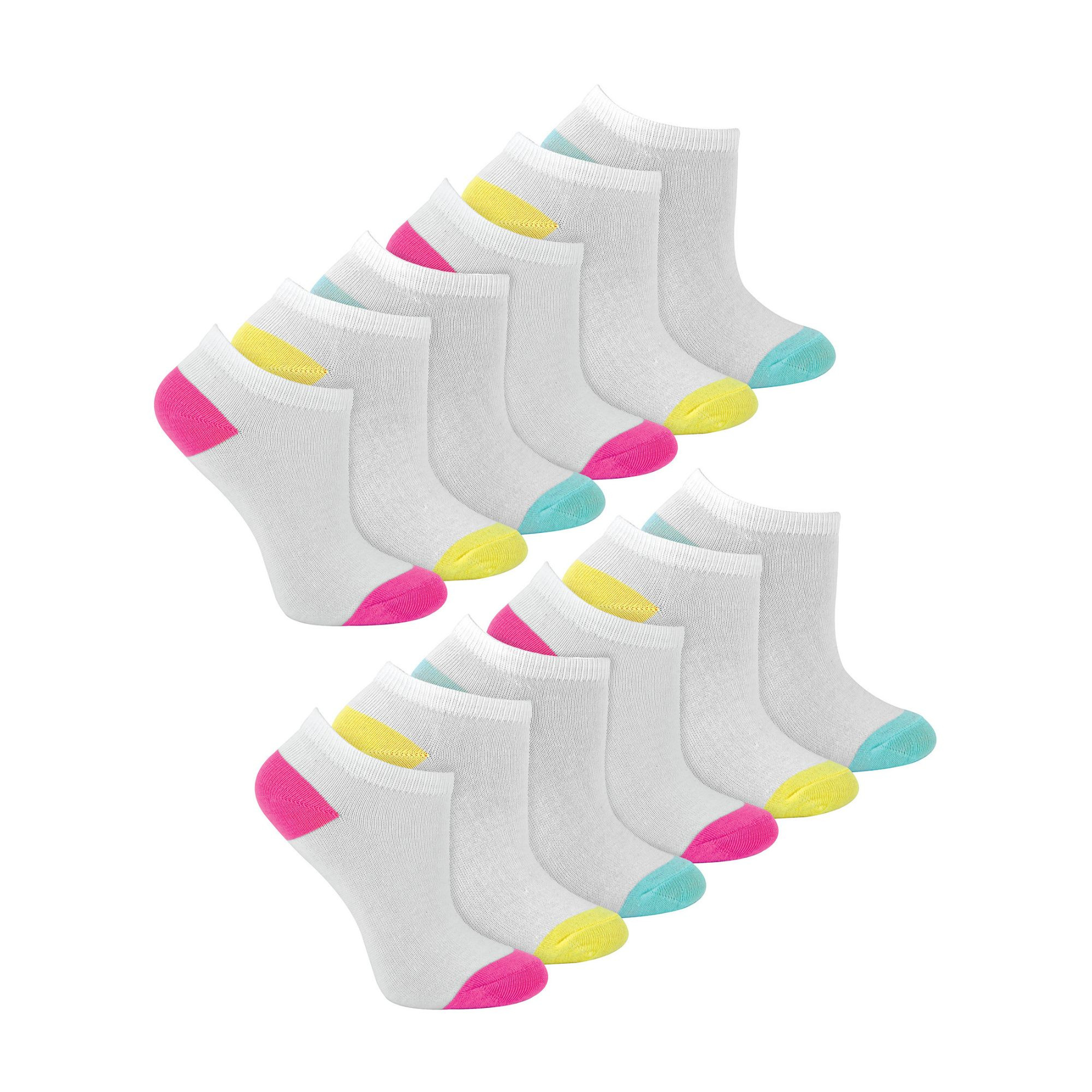 12 Pair Girls Bamboo Soft White Ankle Trainer Socks with Reinforced Heel and Toe - Picture 2 of 6