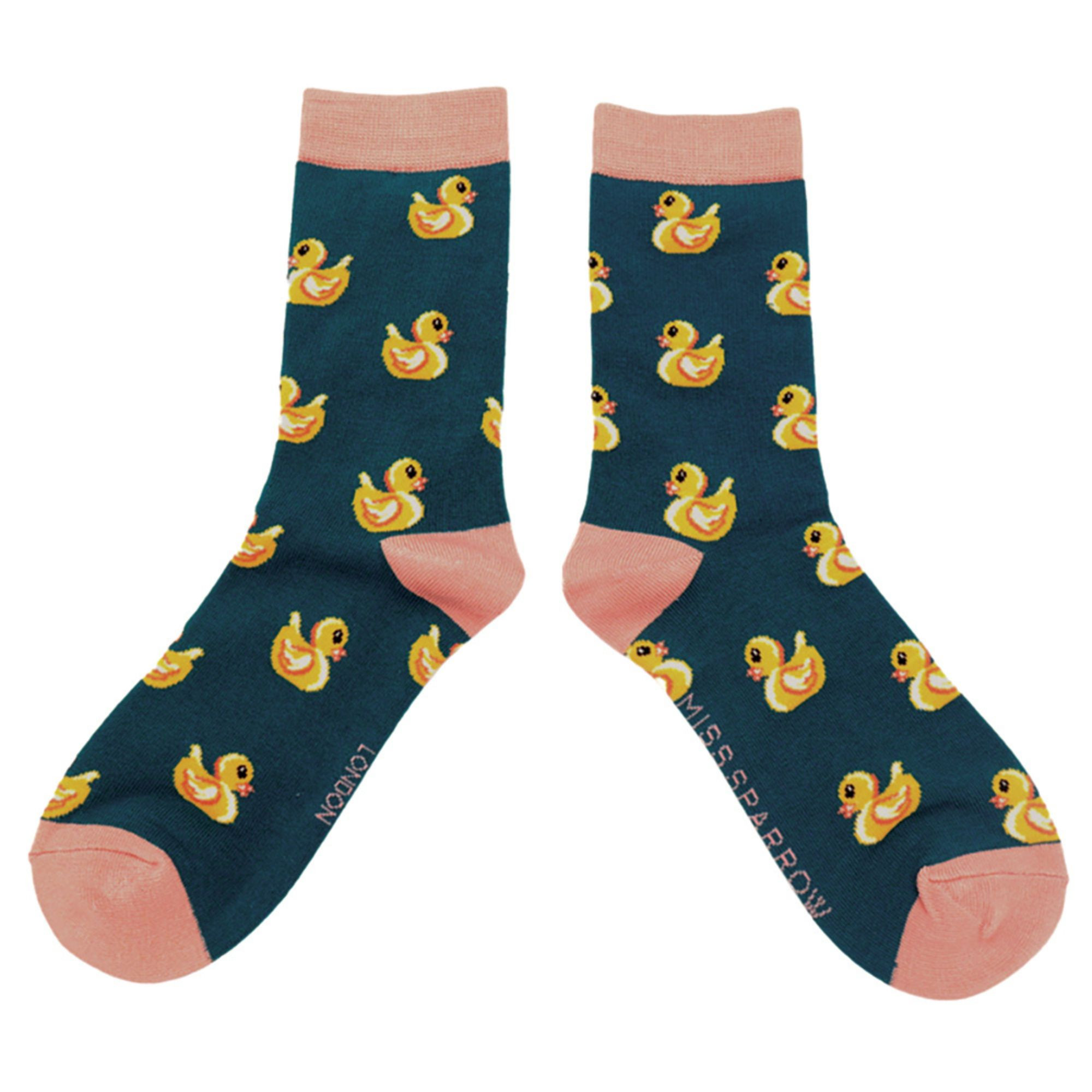 Damen Lustig Socken Enten Muster | Bambus Socken mit Entenmotiv | Miss Sparrow - Picture 4 of 6