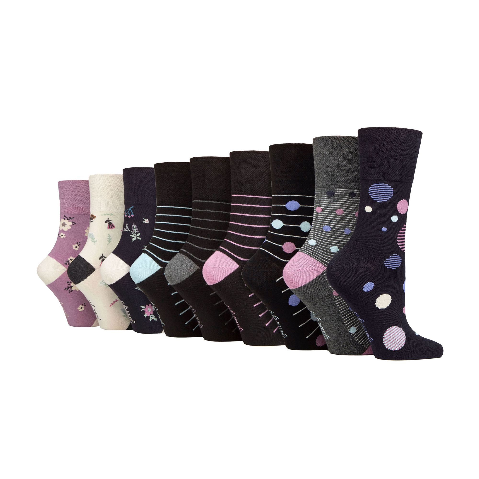 9er Pack Damen Bambus Socken Ohne Gummibund Extra Weit | Gentle Grip - Bild 27 von 31