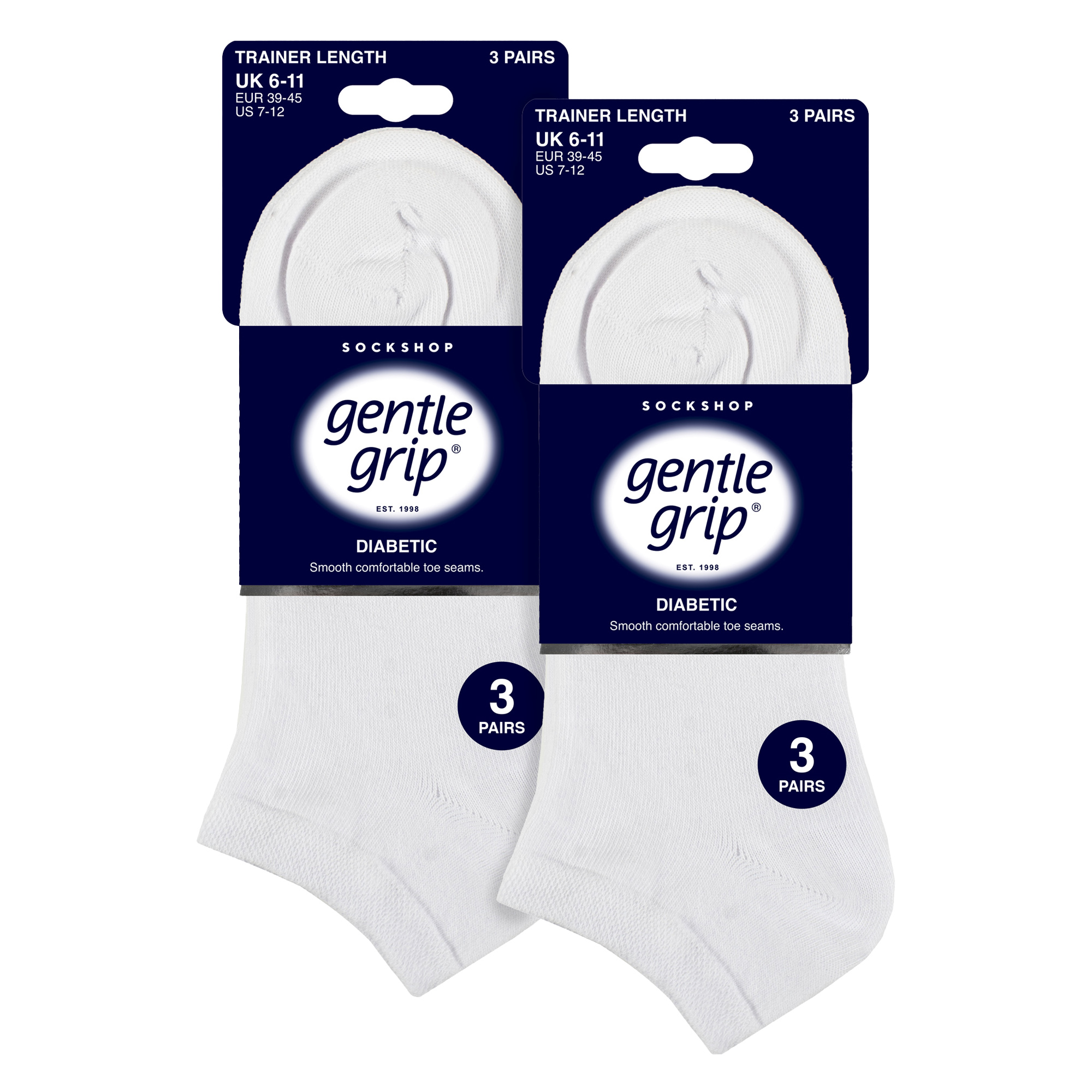 6 Pack Mens Diabetic Trainer Socks | Loose Top Wide Ankle Socks - Foto 6 di 16