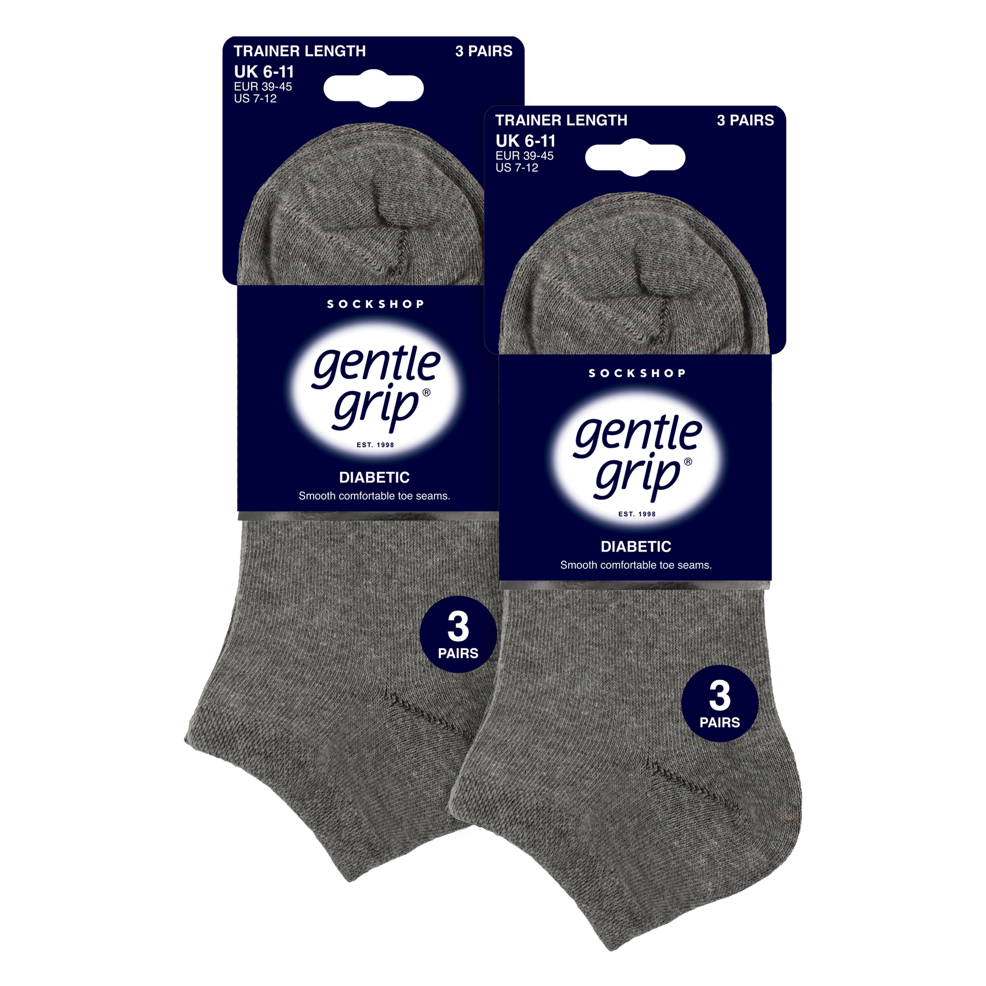 6 Pack Mens Diabetic Trainer Socks | Loose Top Wide Ankle Socks - Foto 9 di 16