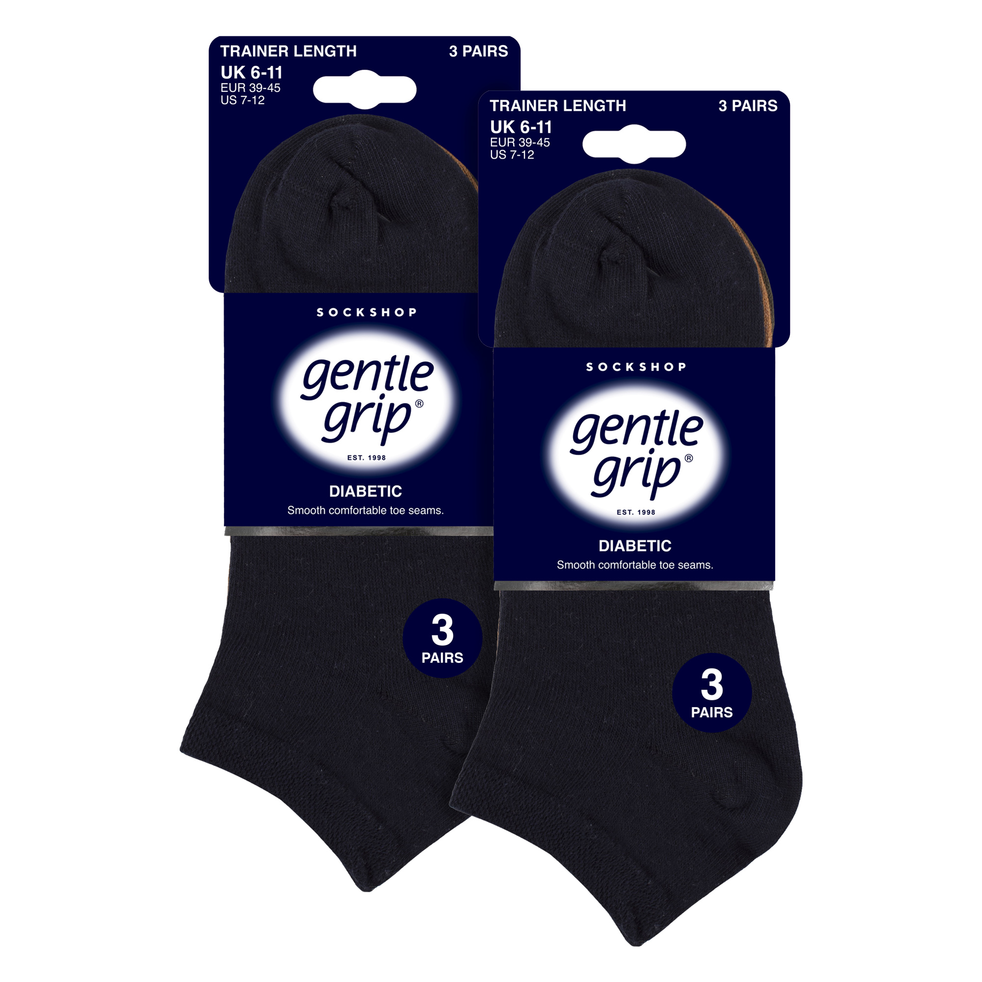 6 Pack Mens Diabetic Trainer Socks | Loose Top Wide Ankle Socks - Foto 12 di 16