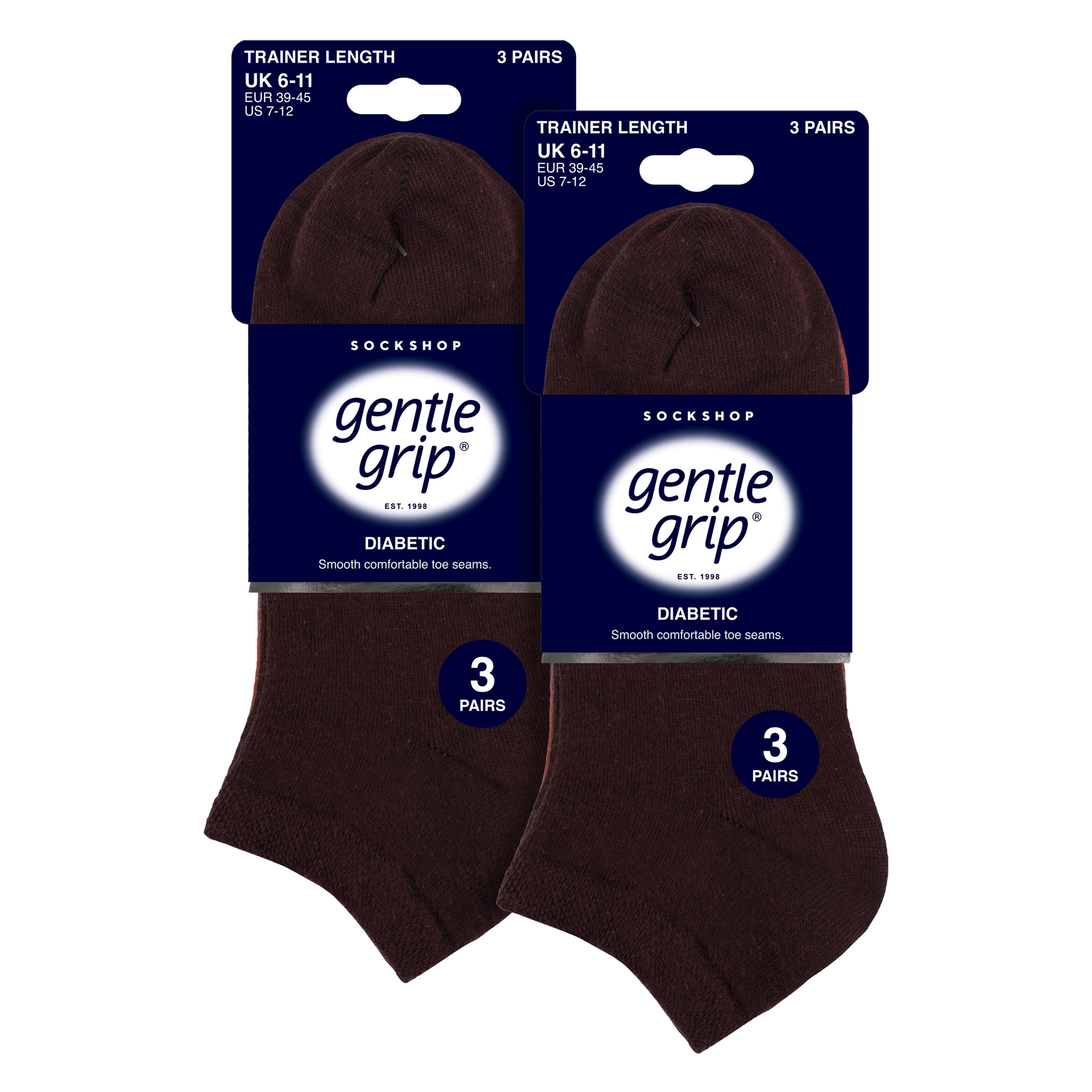 6 Pack Mens Diabetic Trainer Socks | Loose Top Wide Ankle Socks - Foto 15 di 16