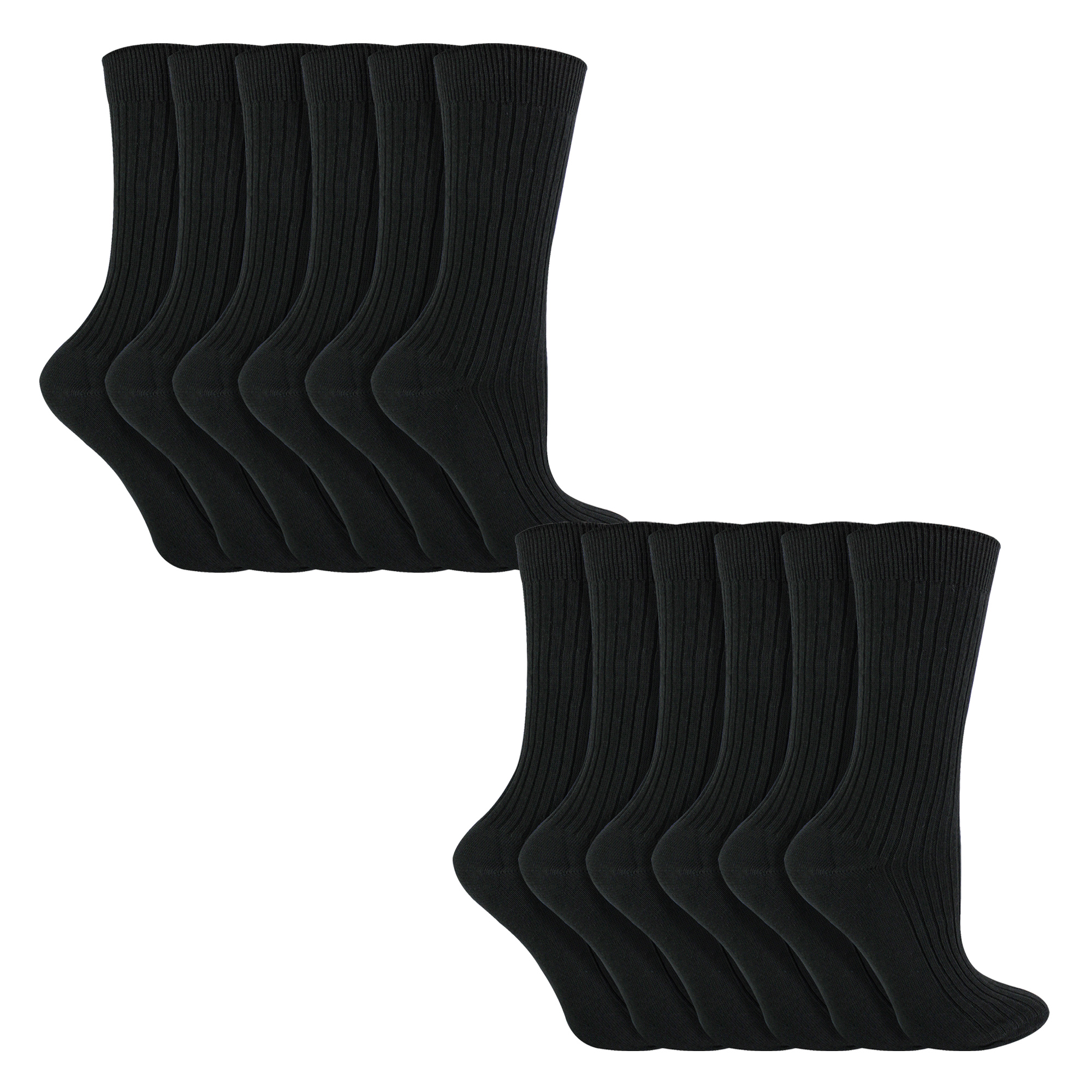 12 Pair Multipack Kids 100% Cotton Socks | Sock Snob | Black Socks for School - Picture 4 of 6