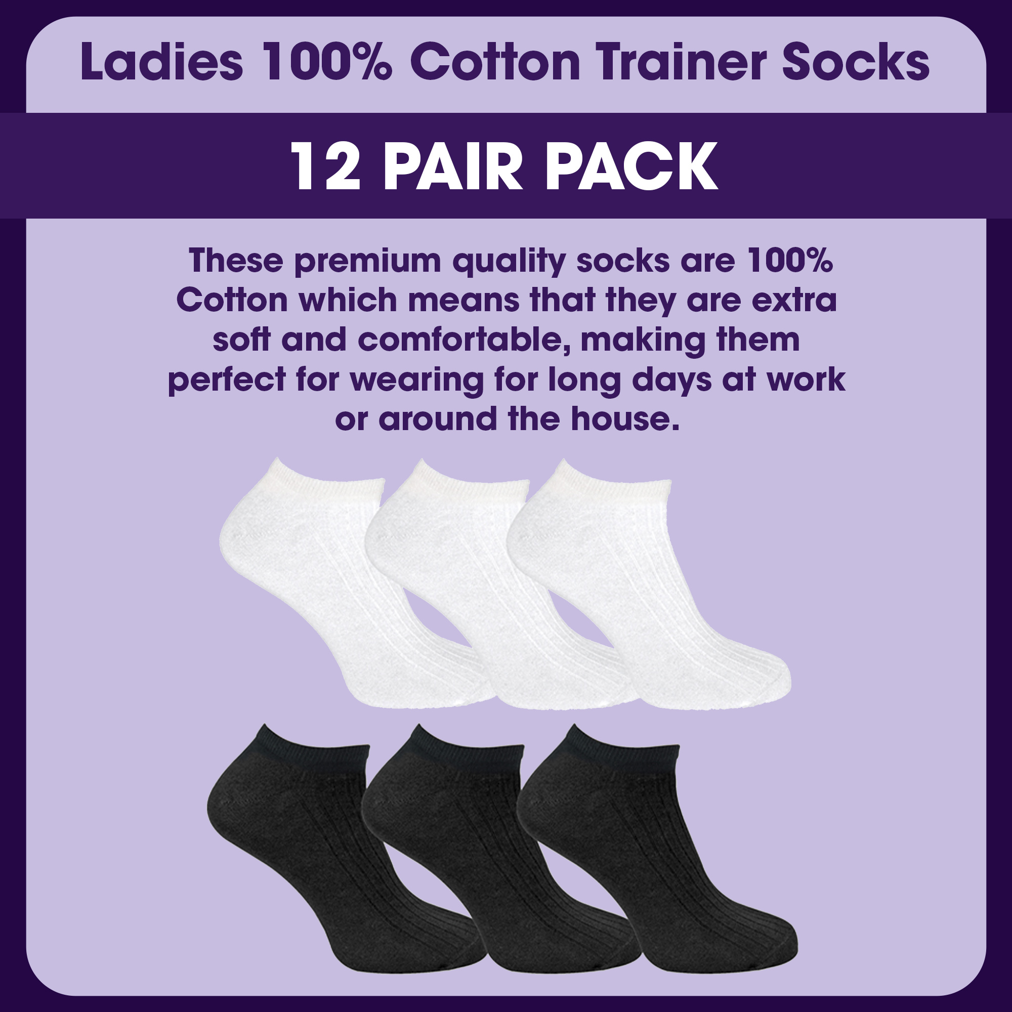 12er Pack Damen Sneaker Socken 100% Baumwolle - Bild 9 von 11