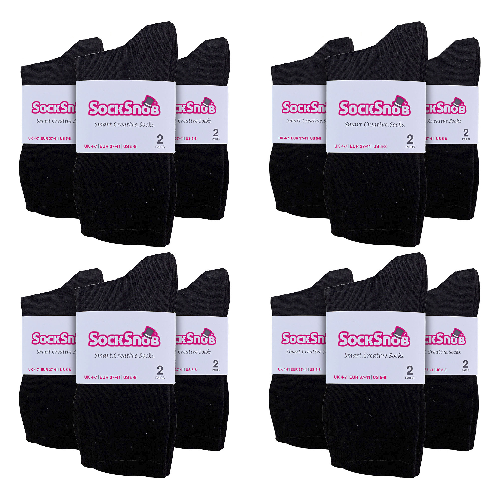 Ladies Plain Cotton Socks by Sock Snob - 24 Pairs Multipack Socks
