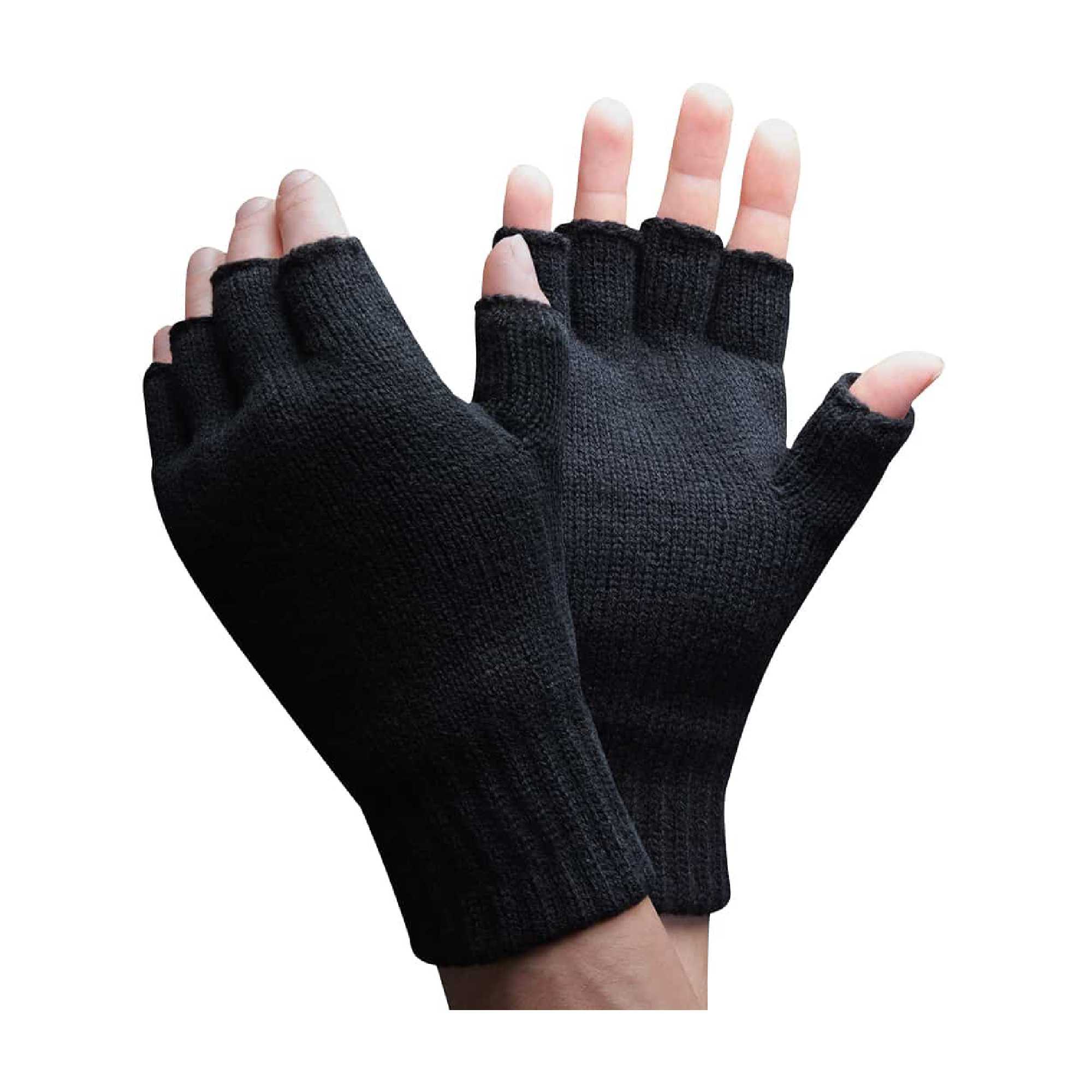 Mens 3M Thinsulate 40 gram Thermal Insulated Black Fingerless