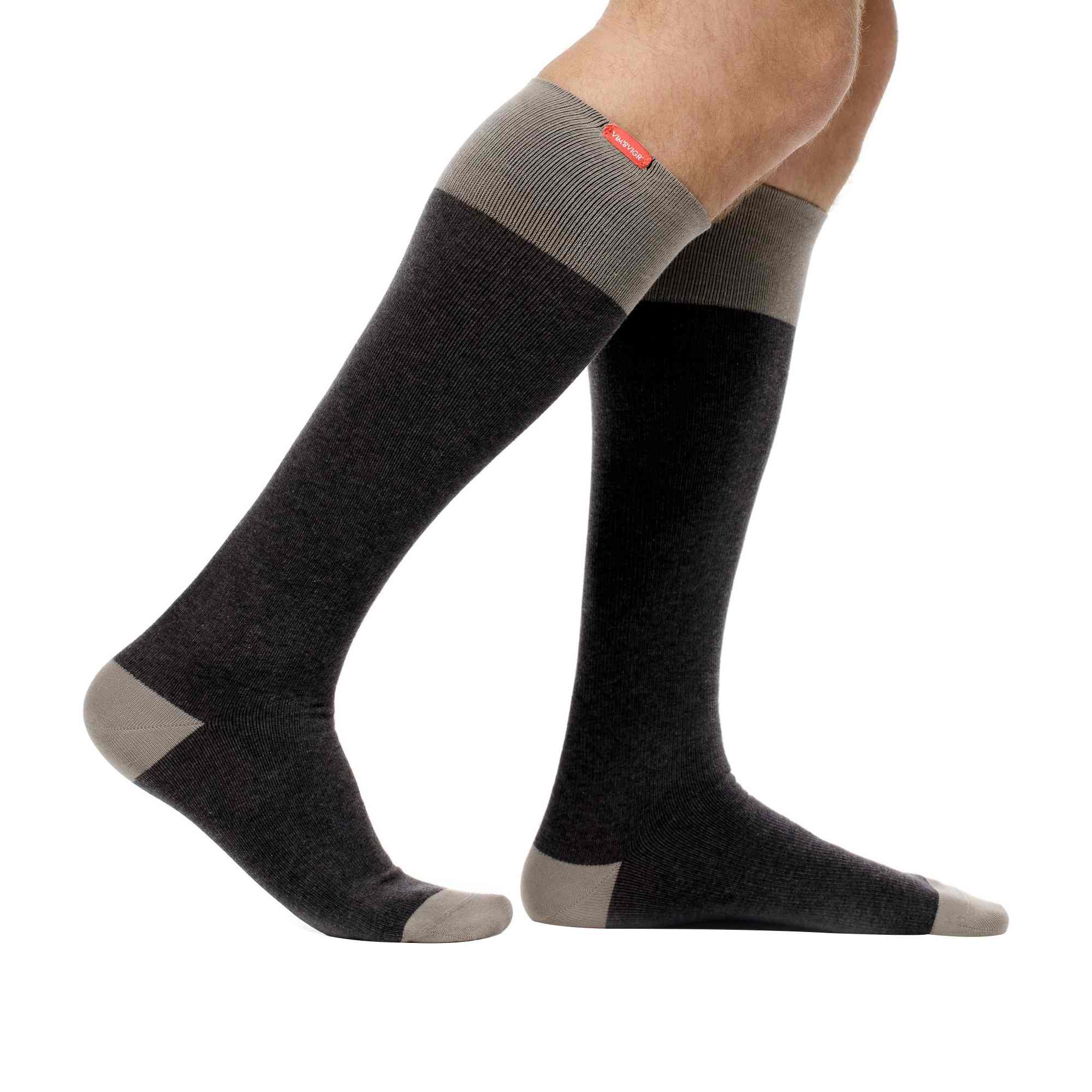 VIM&VIGR - Chaussettes Contention Mollet Large Femme Homme | le plus cher Coton 20-30 mmhg