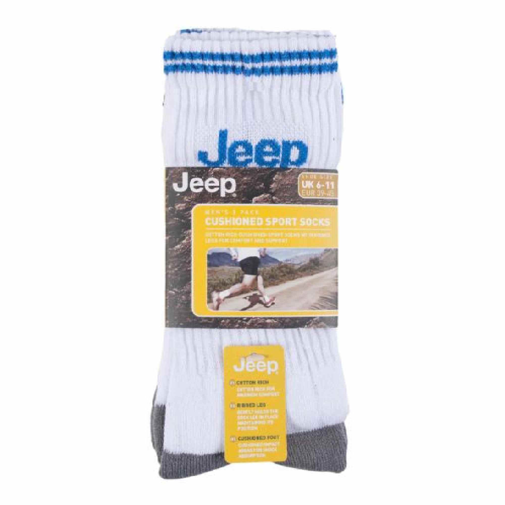 Paquete de 3 calcetines deportivos ligeros acolchados de algodón clásicos para hombre Jeep - Imagen 3 de 3