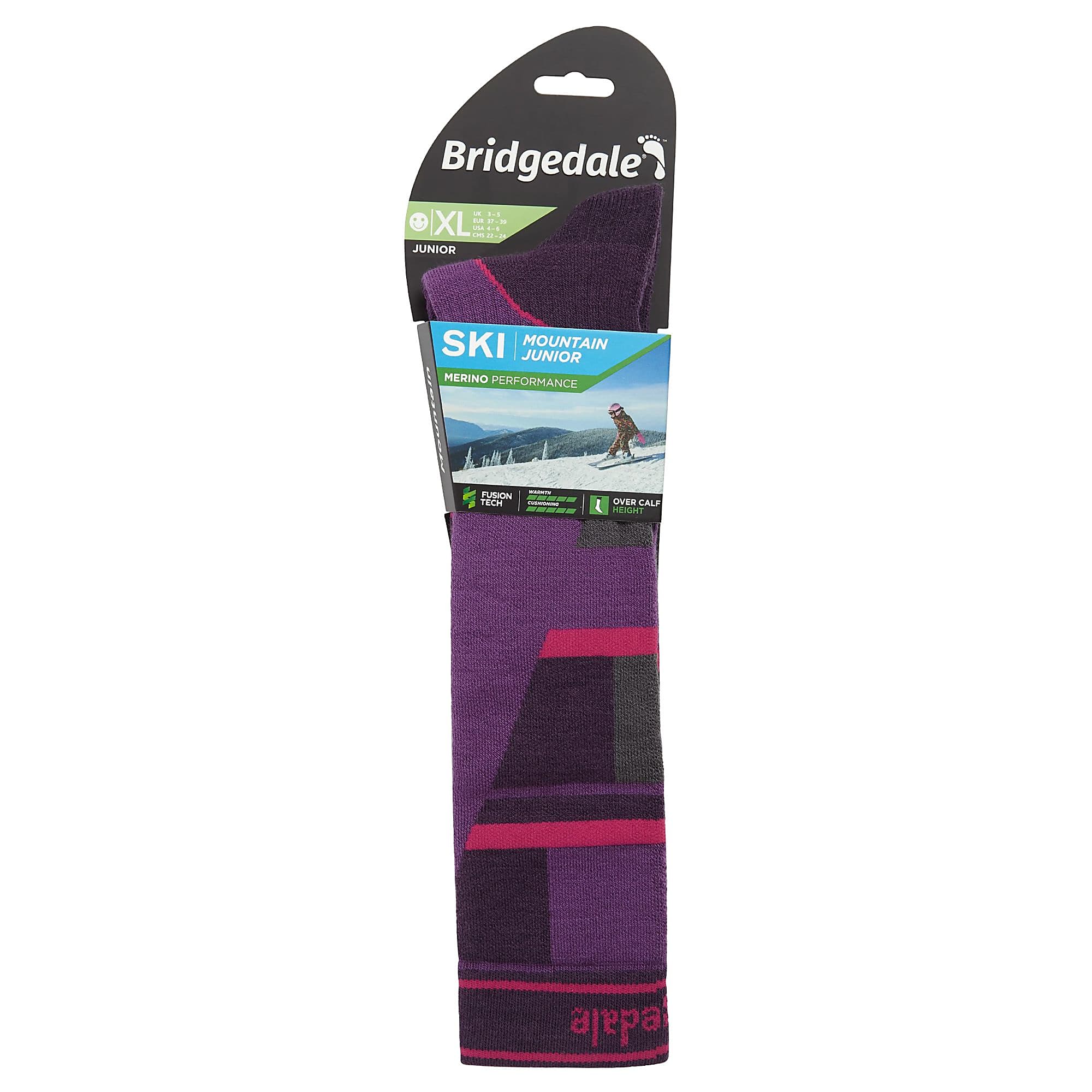 Ski Mountain Junior Racer Over Calf Merino Performance Socks - Picture 8 of 11