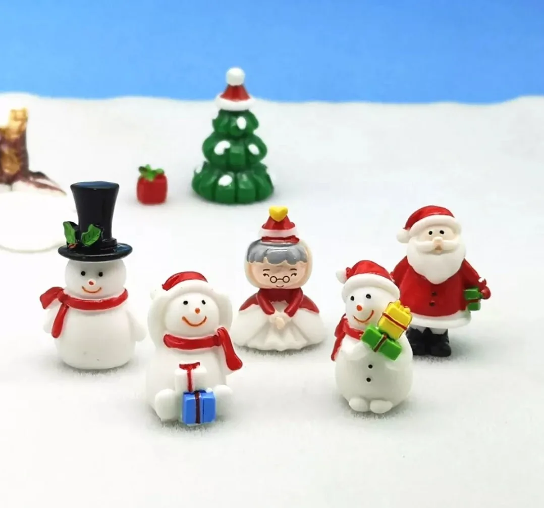 14pcs Mini Snowman Sculpture For Dollhouse Accessories, Micro Landscape,  Bonsai Decor, Fairy Garden, Desktop, Christmas Decor