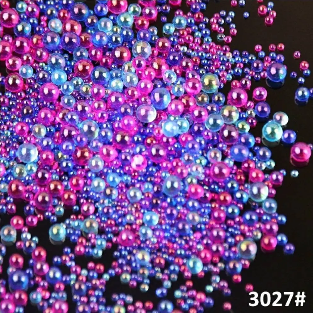Rose Blue Glass Bubble Beads