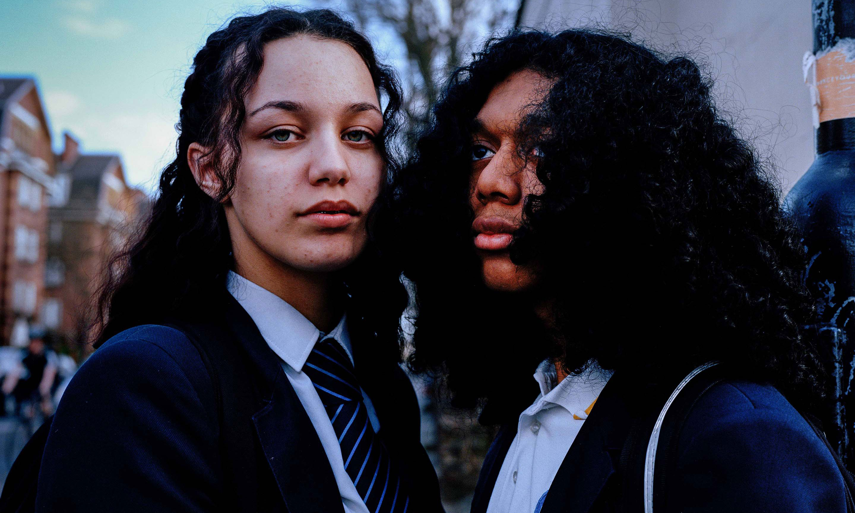 Two schoolchildren.