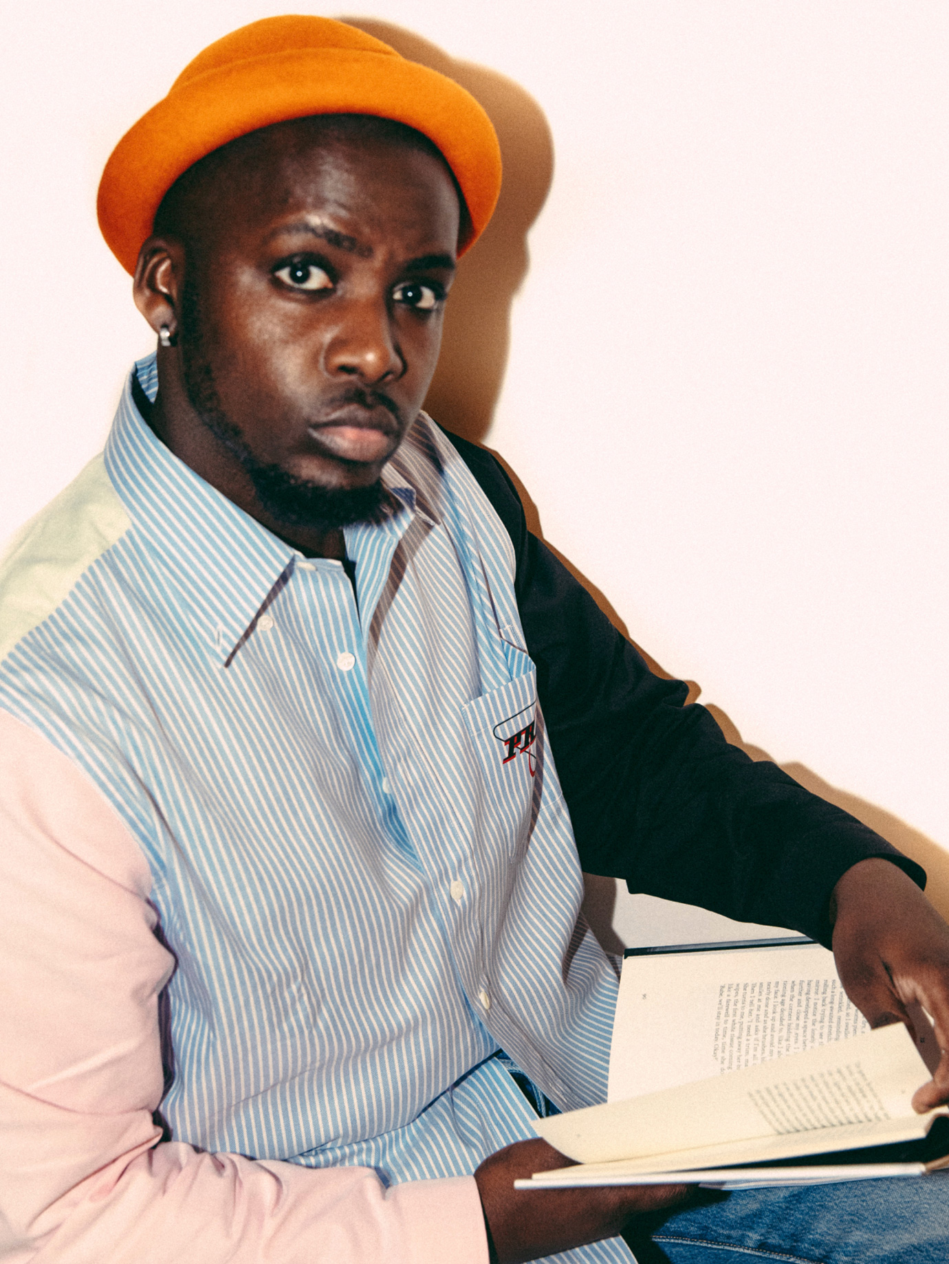 A man reading a book.
