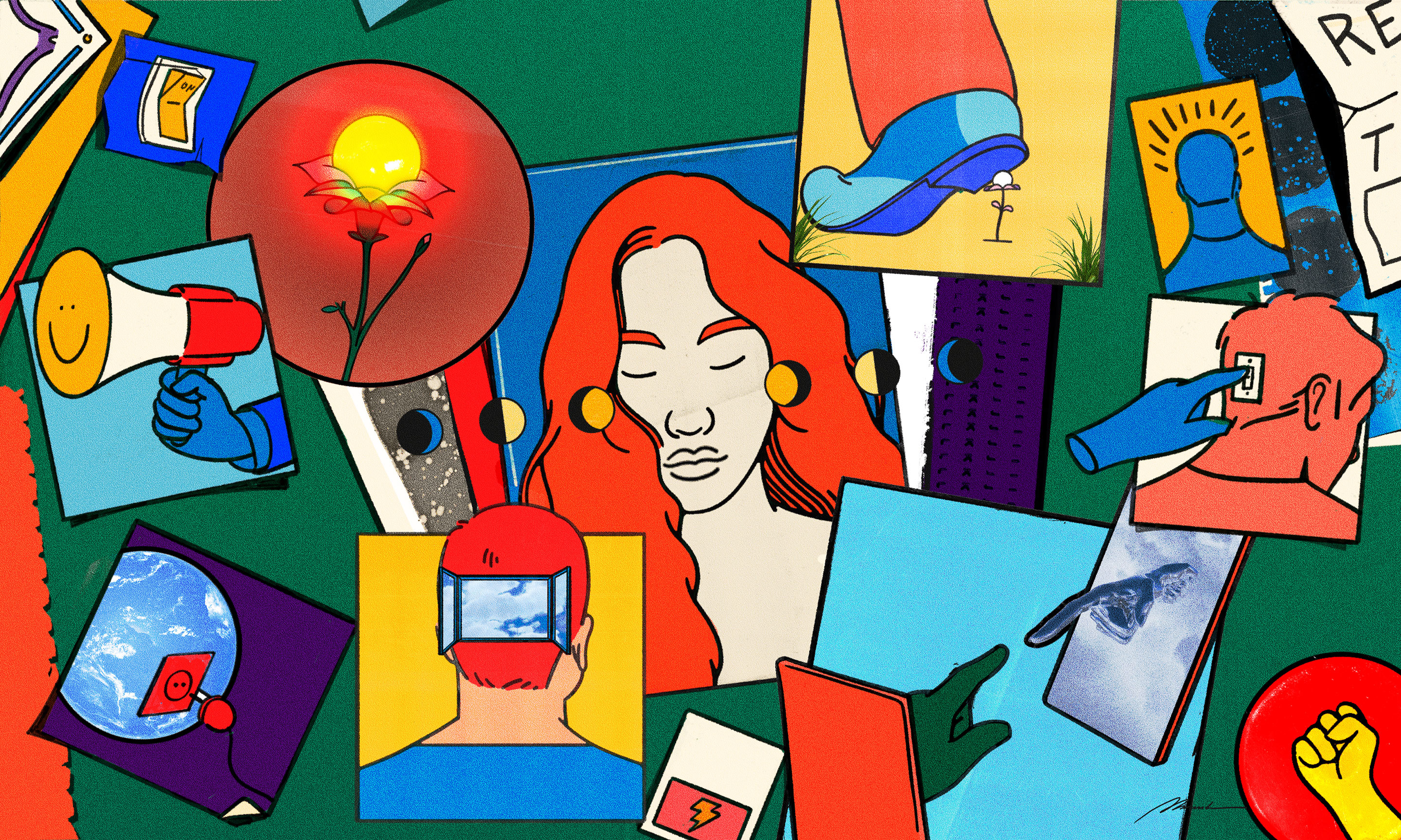illustration of people and mirrors