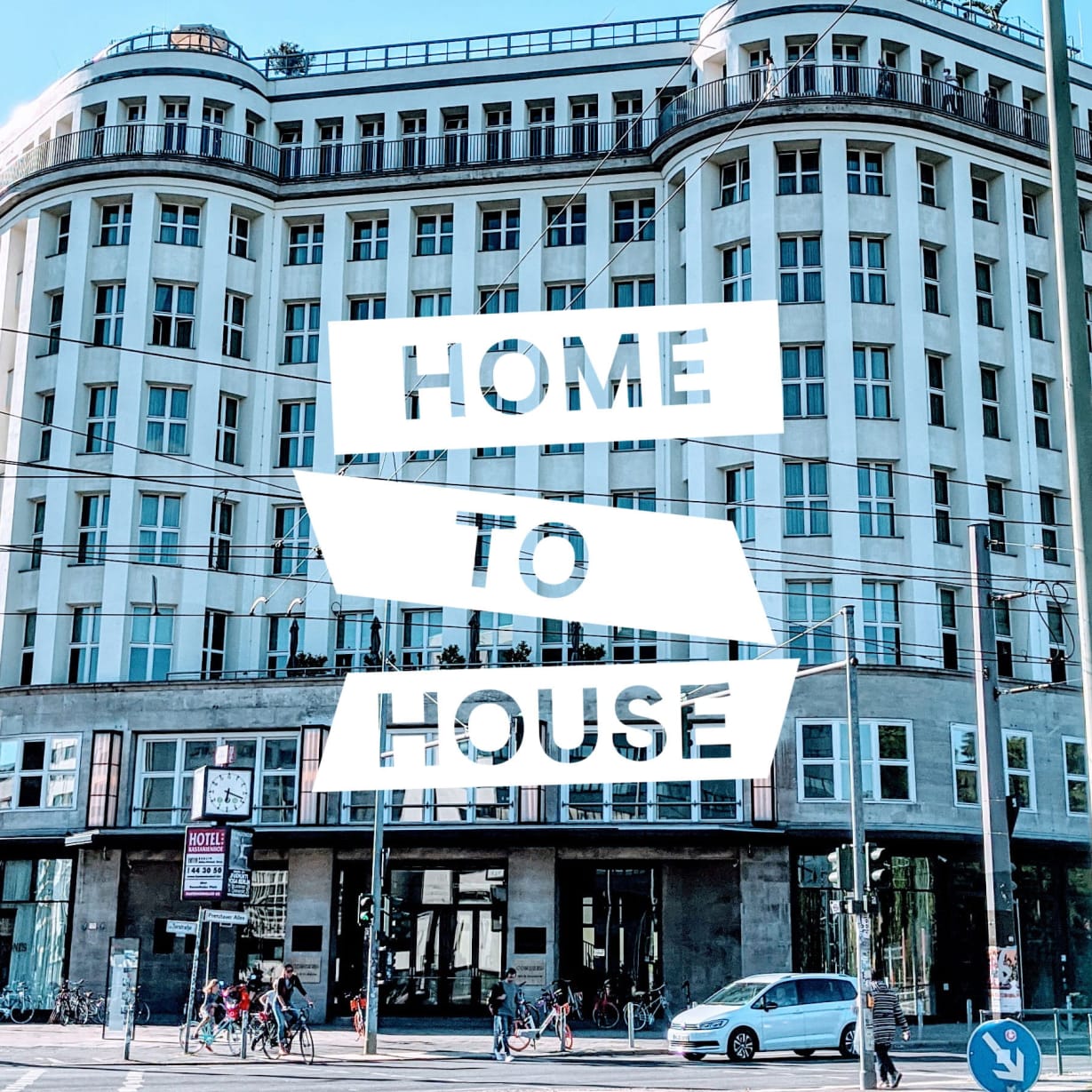 A building on a city crossroads.