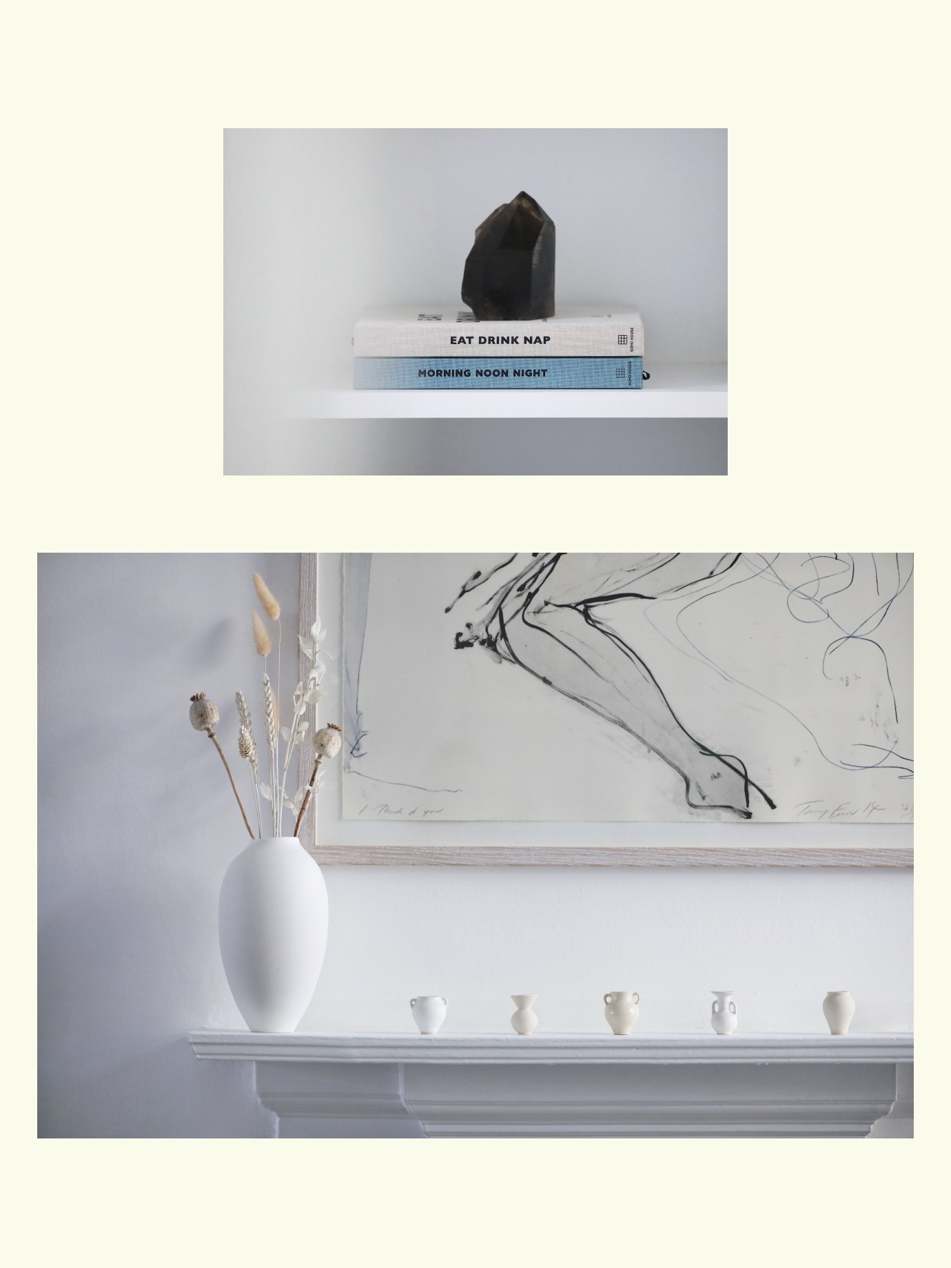 image collage of shelves