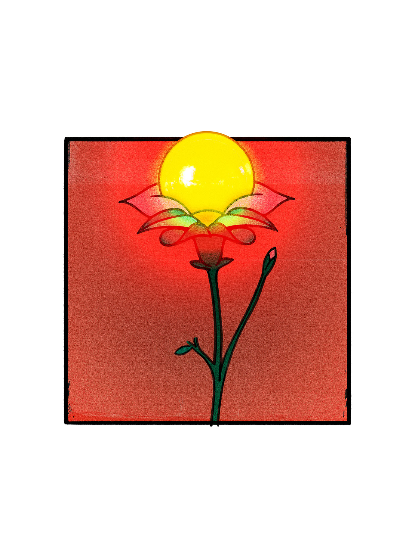 illustration of a flower with the sun at its centre.
