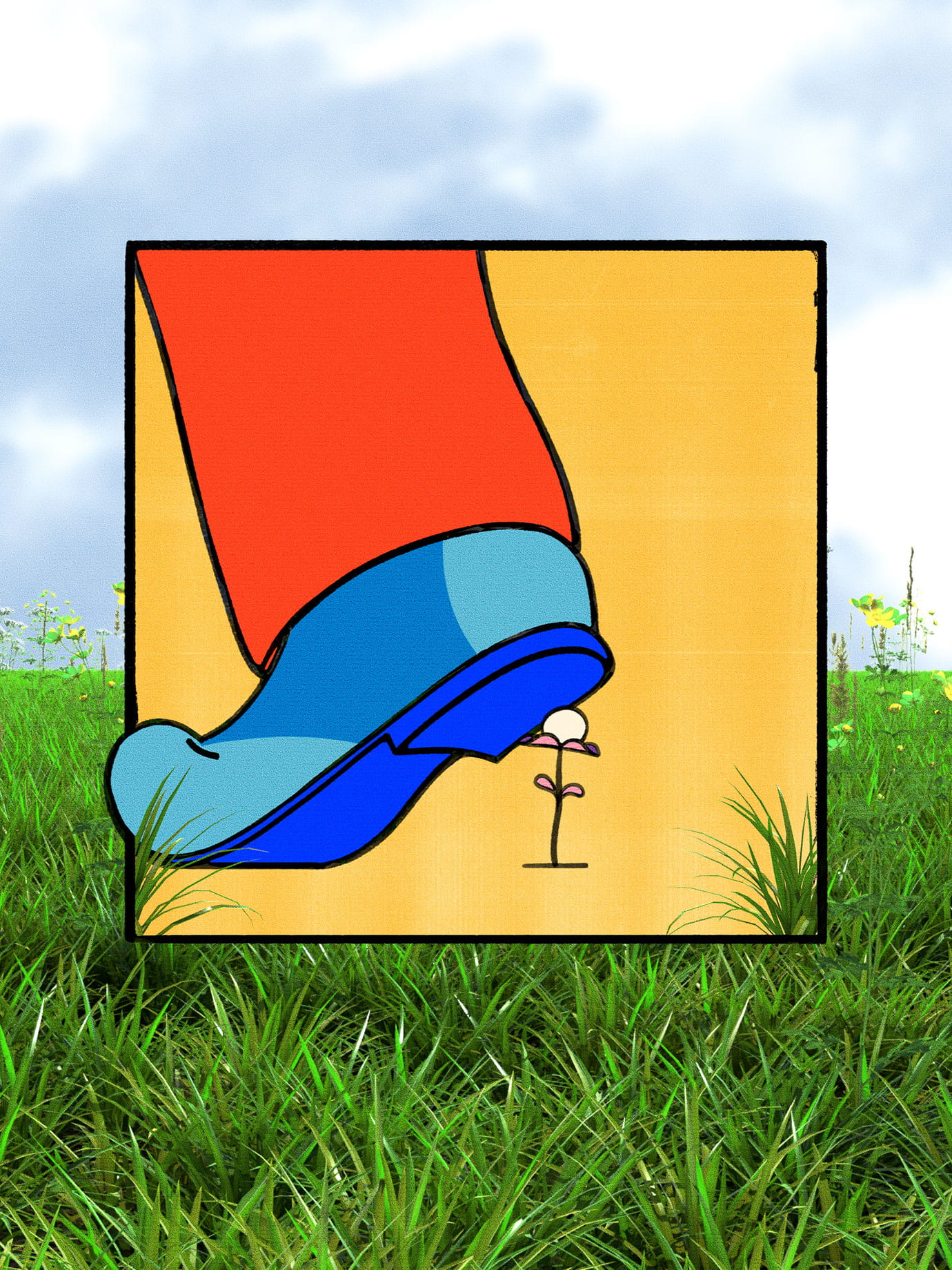 illustration of boot on a flower