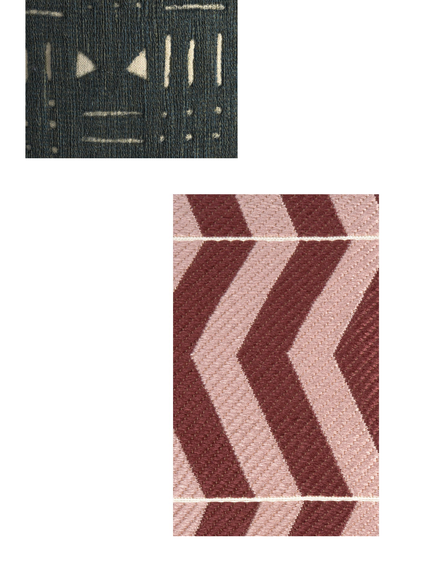 Two fabric swatches.