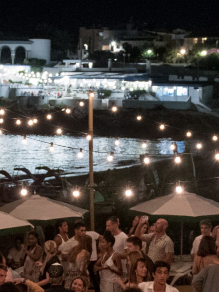 Revellers at a party on the beach.
