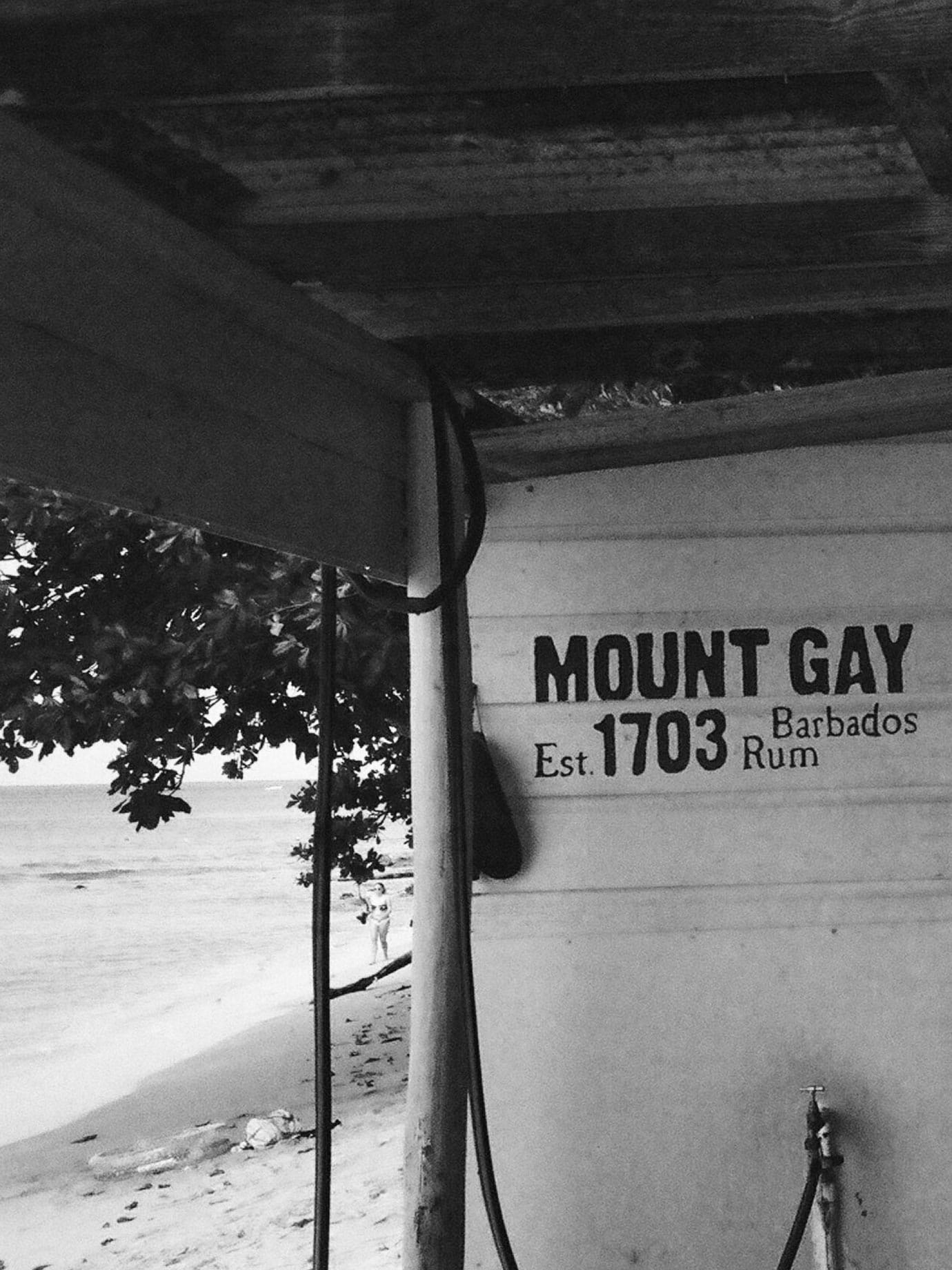 A bar with Mount Gay written on its wall.