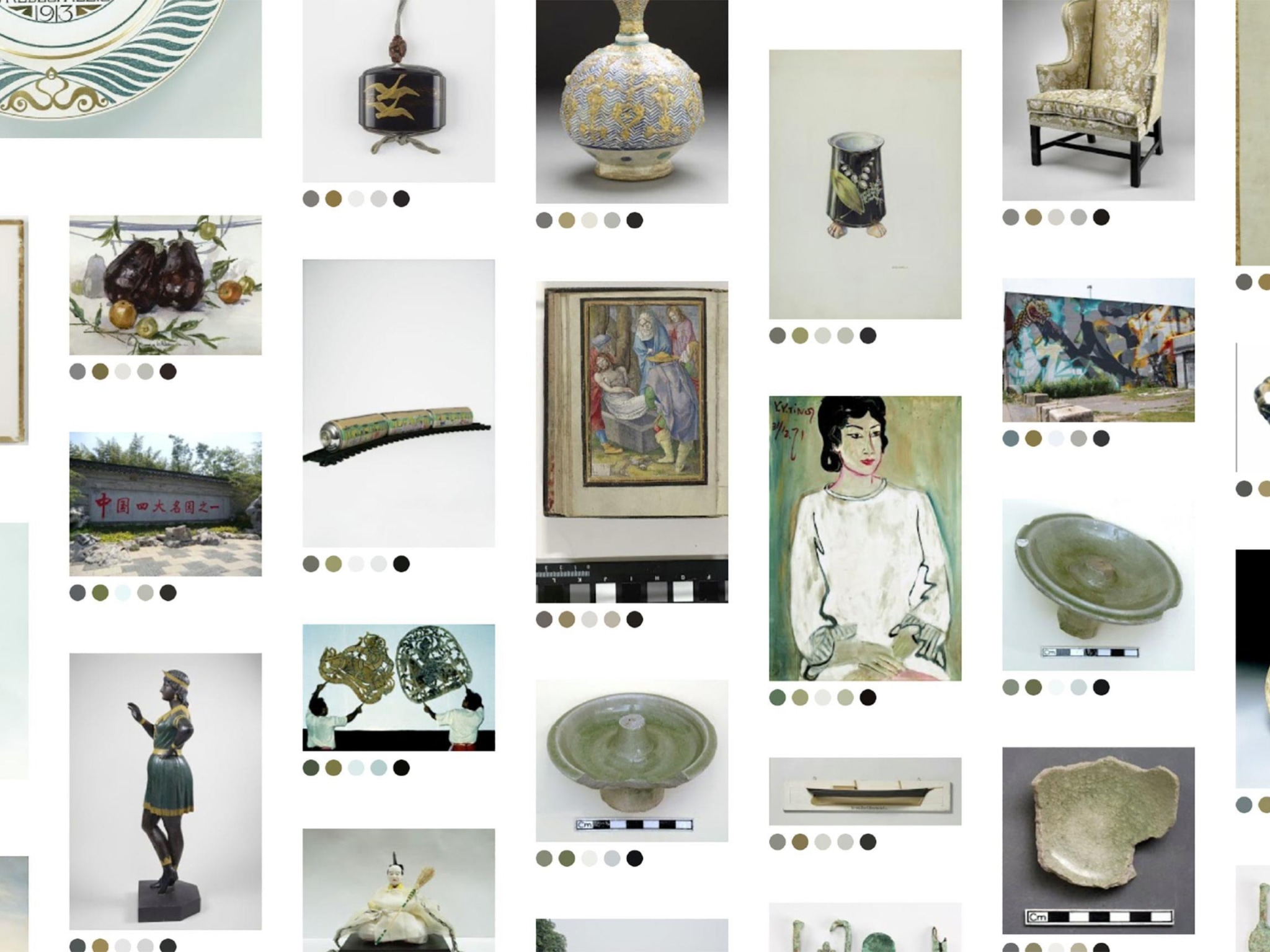 Various images all with the same colour palette.