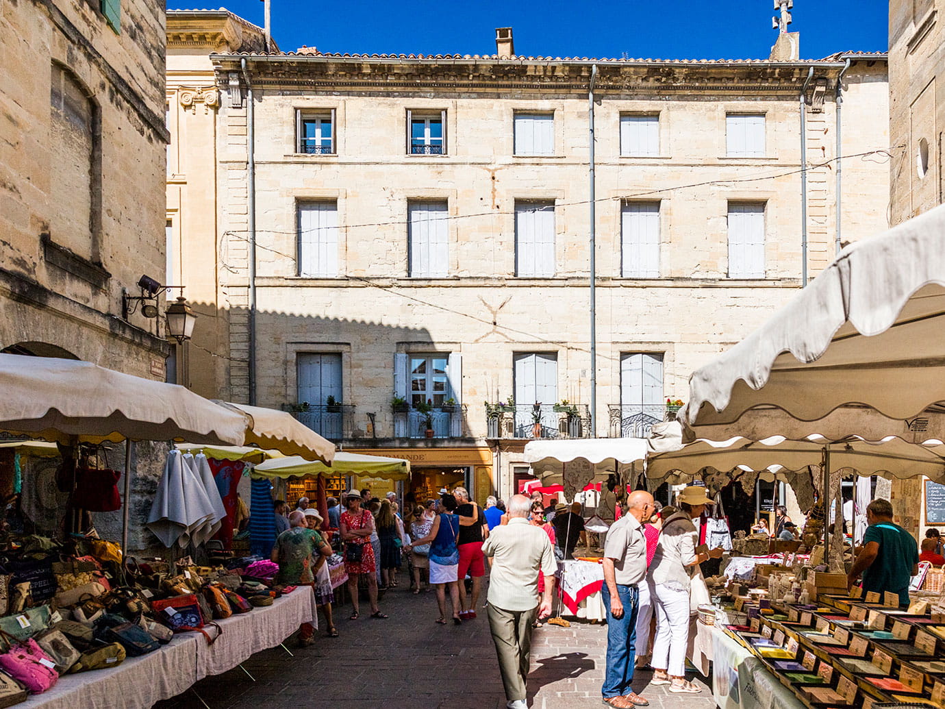 A market in an old french town.