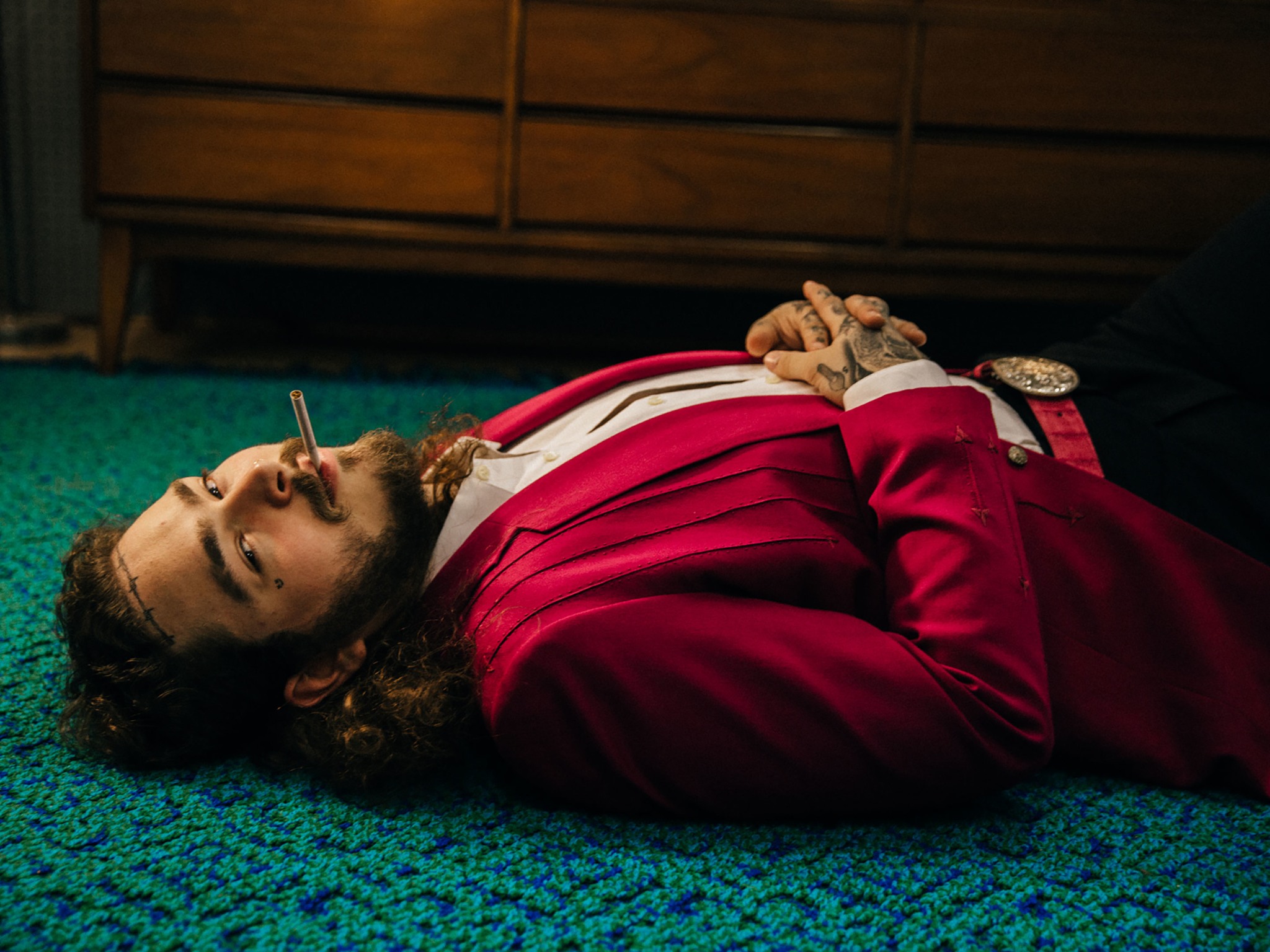 A man lying on the ground.