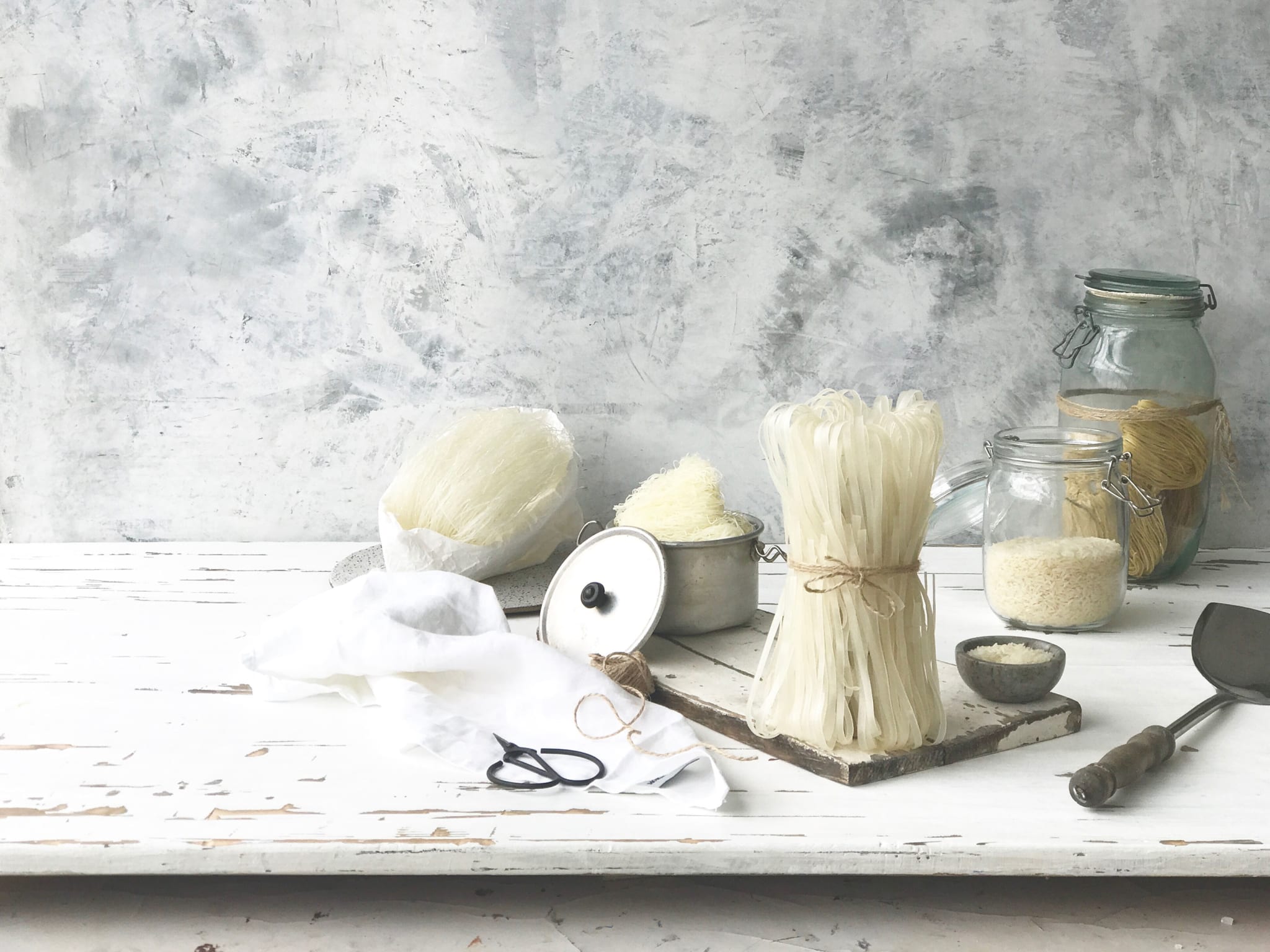 Various white items.