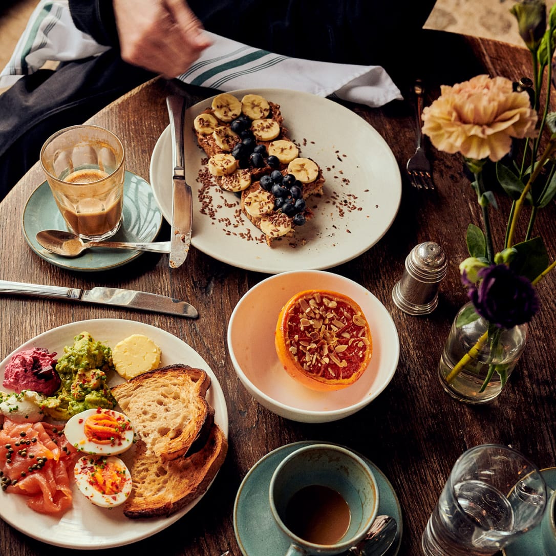 A person eating a healthy breakfast.