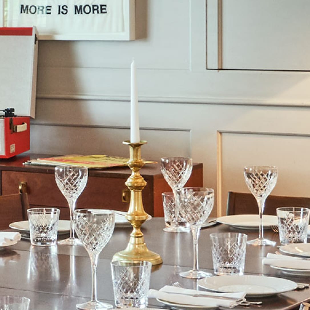 A table setup for a formal dinner.