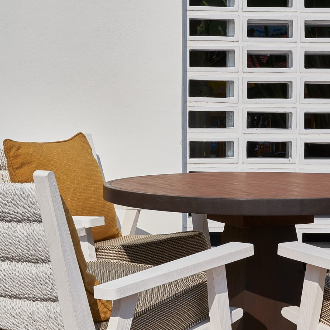 Outdoor seating details.