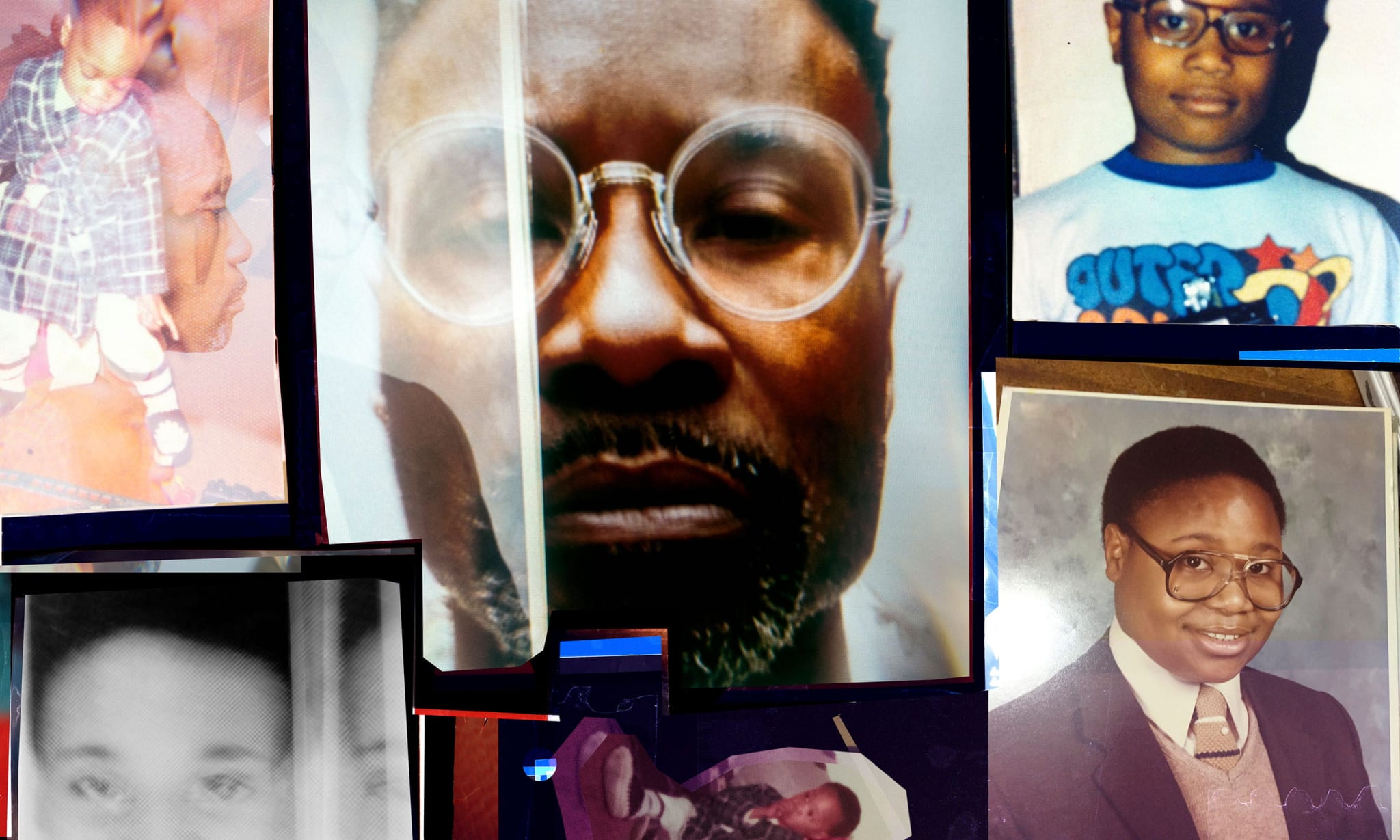 A photo collage of a man through different stages of his life.