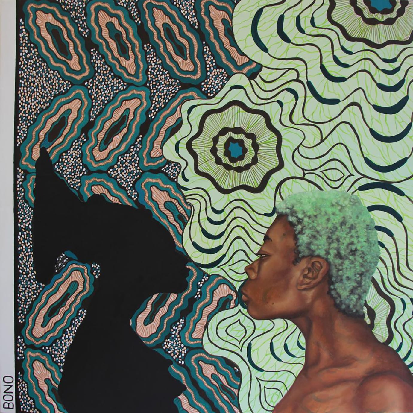 An expressionist painting in an African style.