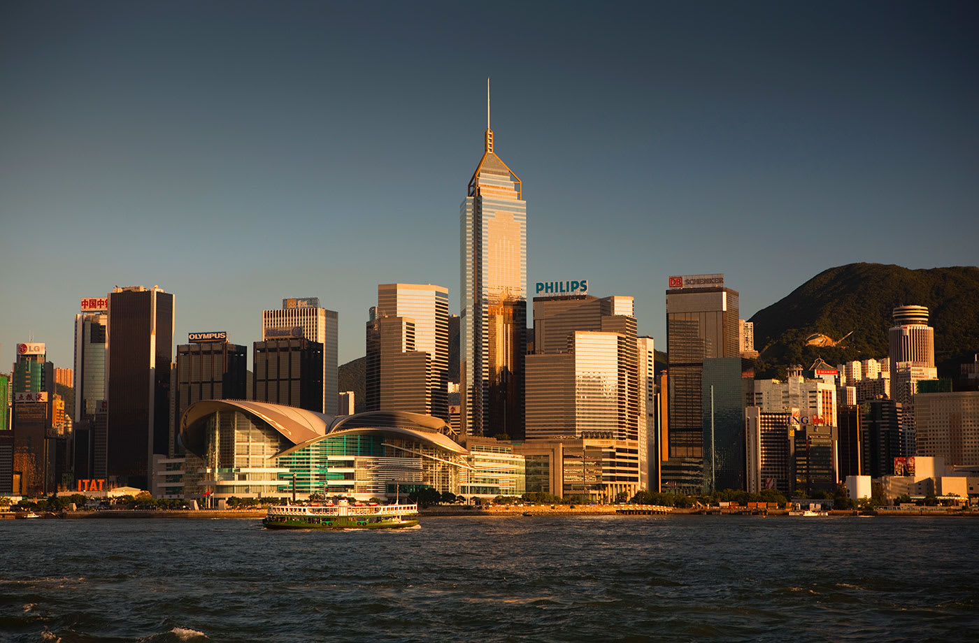 The Wan Chai Convention Centre on the waterfront of Hong Kong.