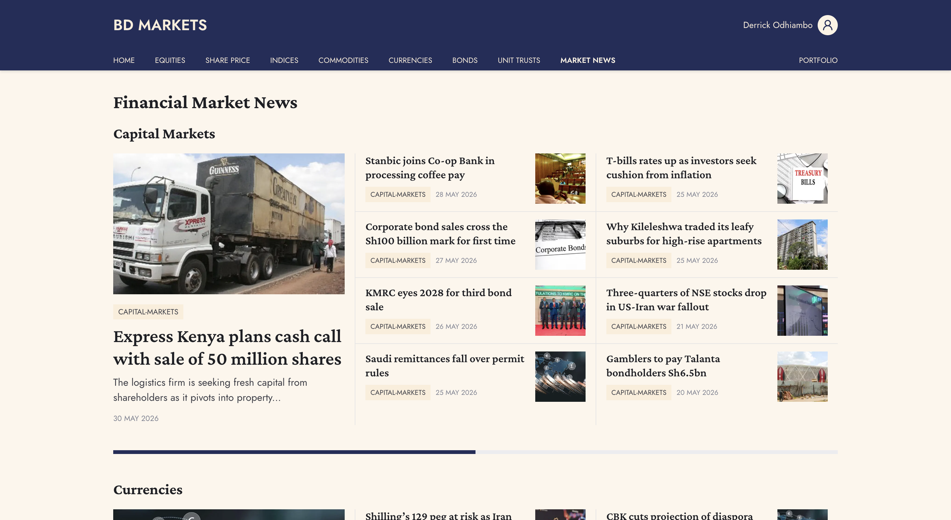 Market news experience featuring financial stories, analysis, and investment insights.