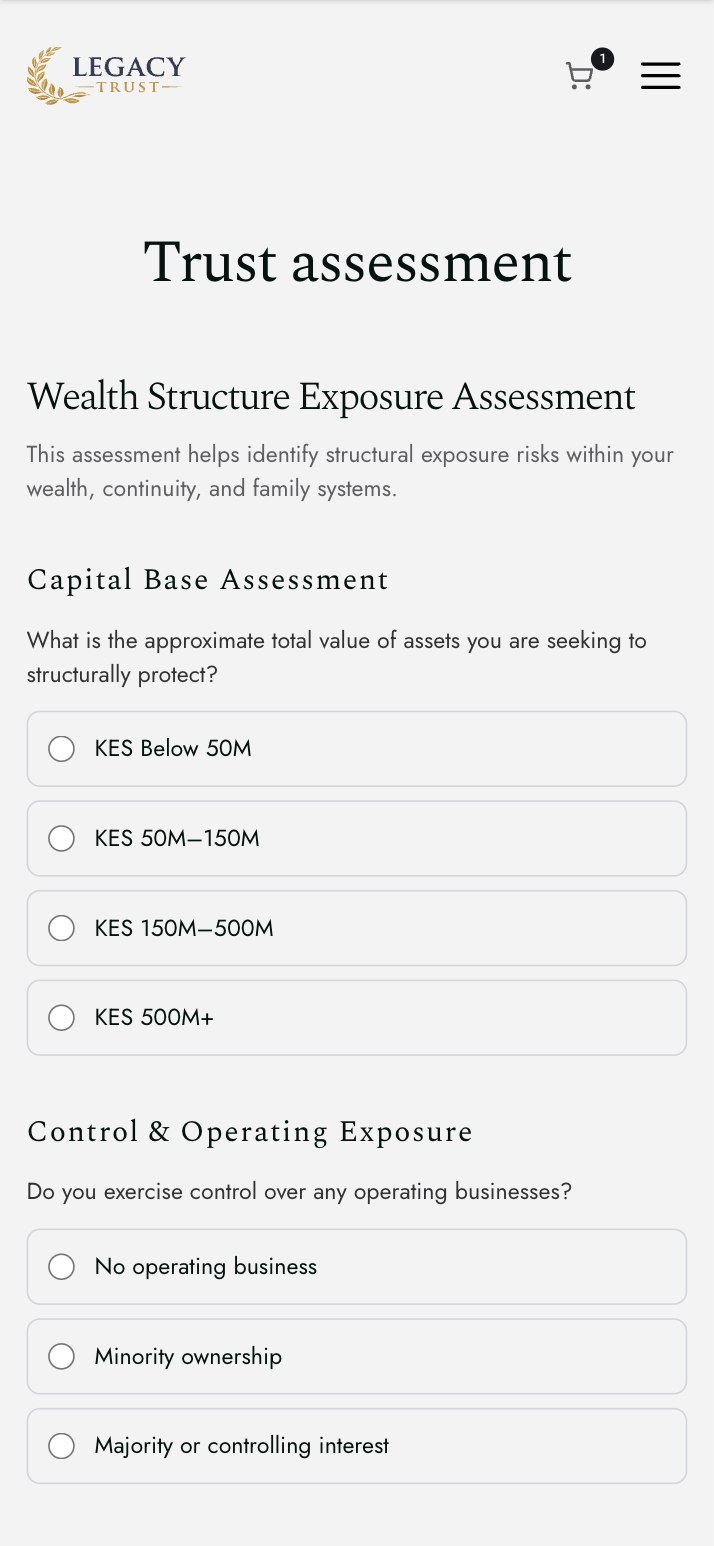 Trust assessment experience helping users evaluate their estate planning needs.