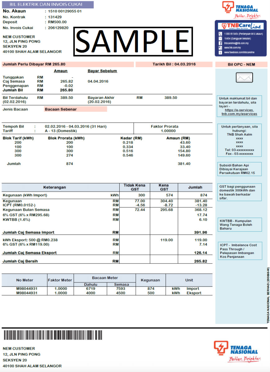 Understanding Your Net Energy Metering Bill | Solar System Malaysia