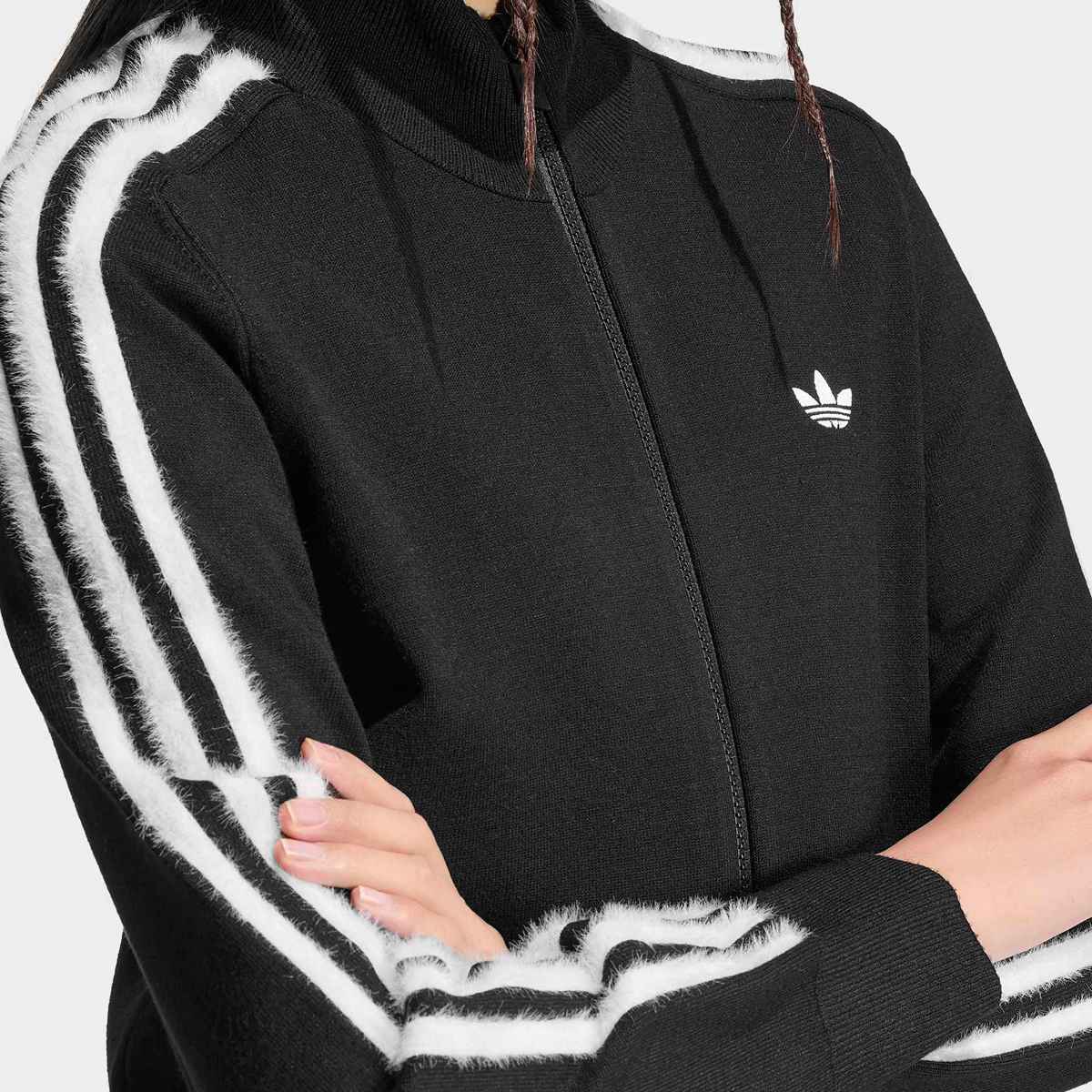 adidas Knitted Firebird Track Top Asia Sizing 'Black White' (Women's) — foto 4